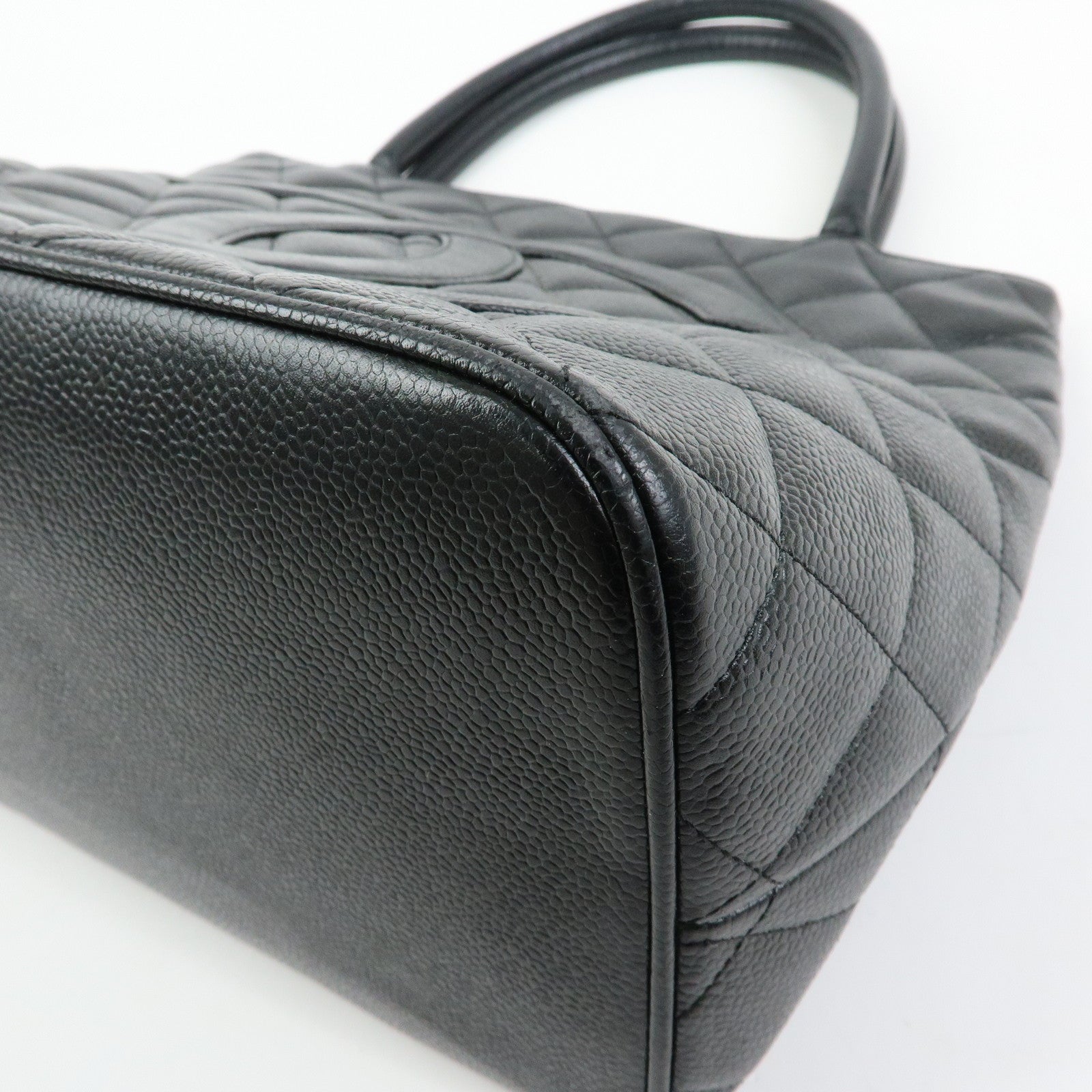 CHANEL Matelasse COCO Mark Medallion Tote Bag Hand Bag Black A01804