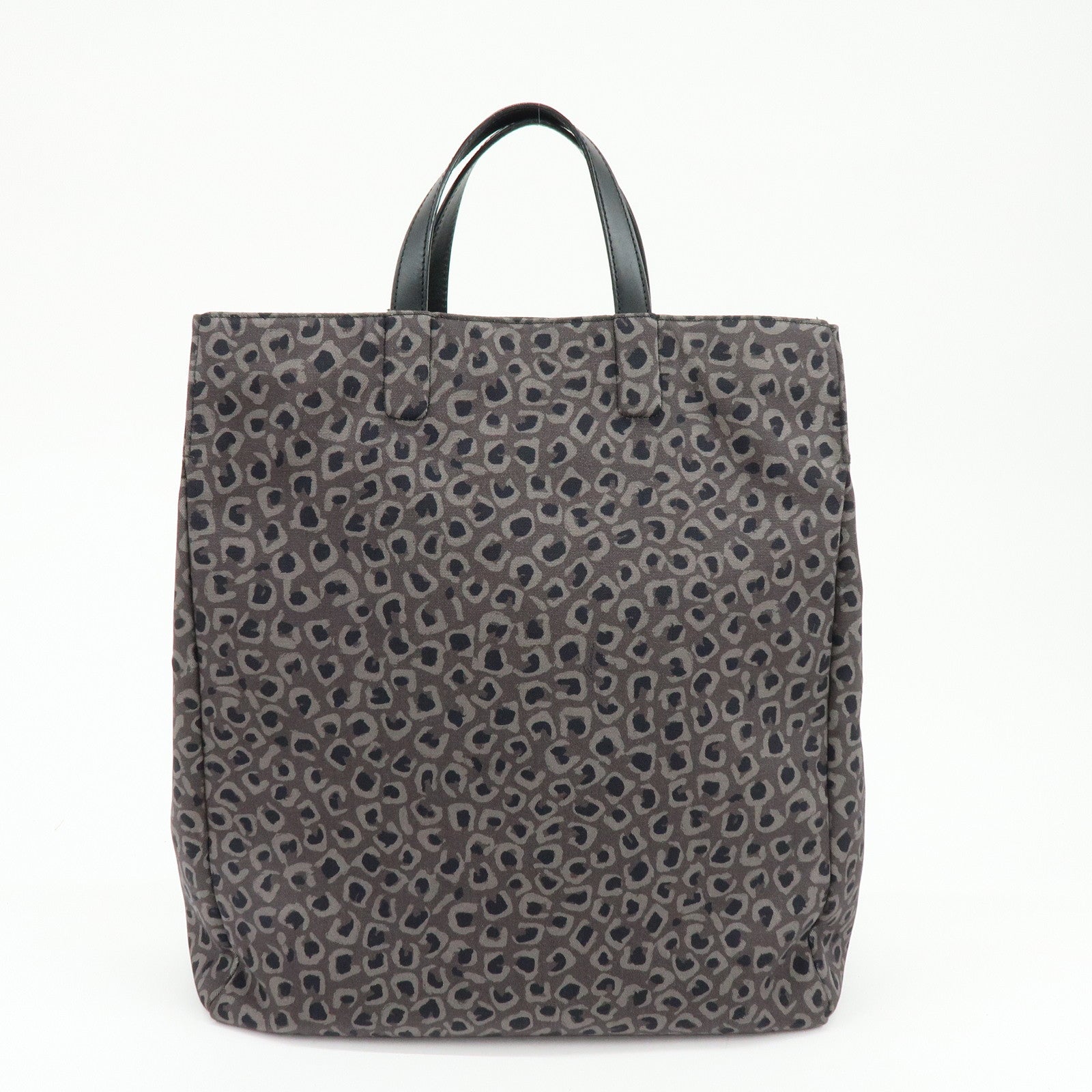GUCCI Logo Canvas Leather Tote Bag Leopard Grey Black 341739