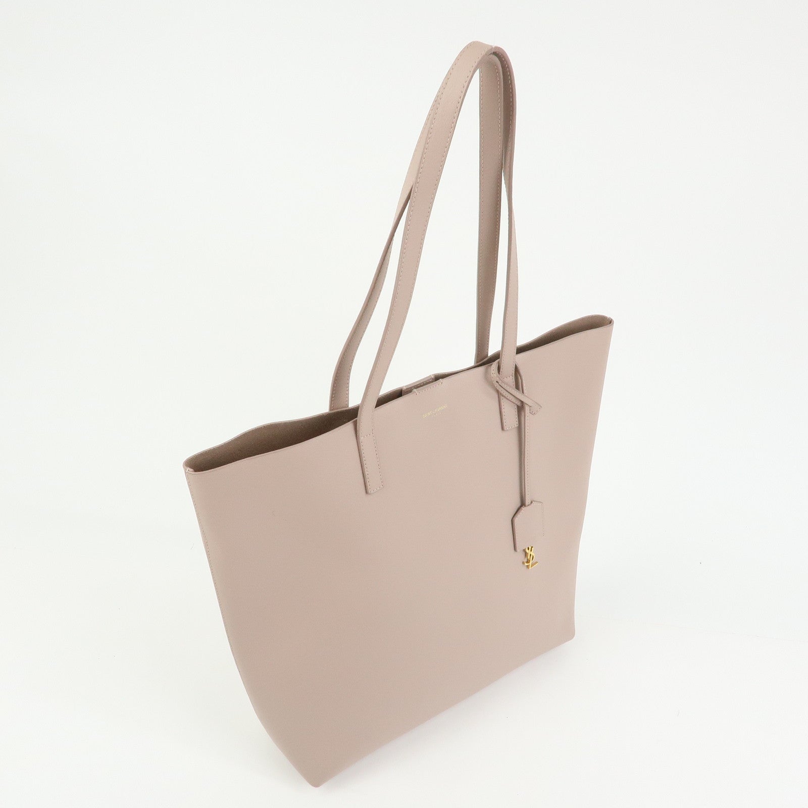 SAINT LAURENT PARIS Casandra Leather Tote Bag Shoulder Bag Pink Beige