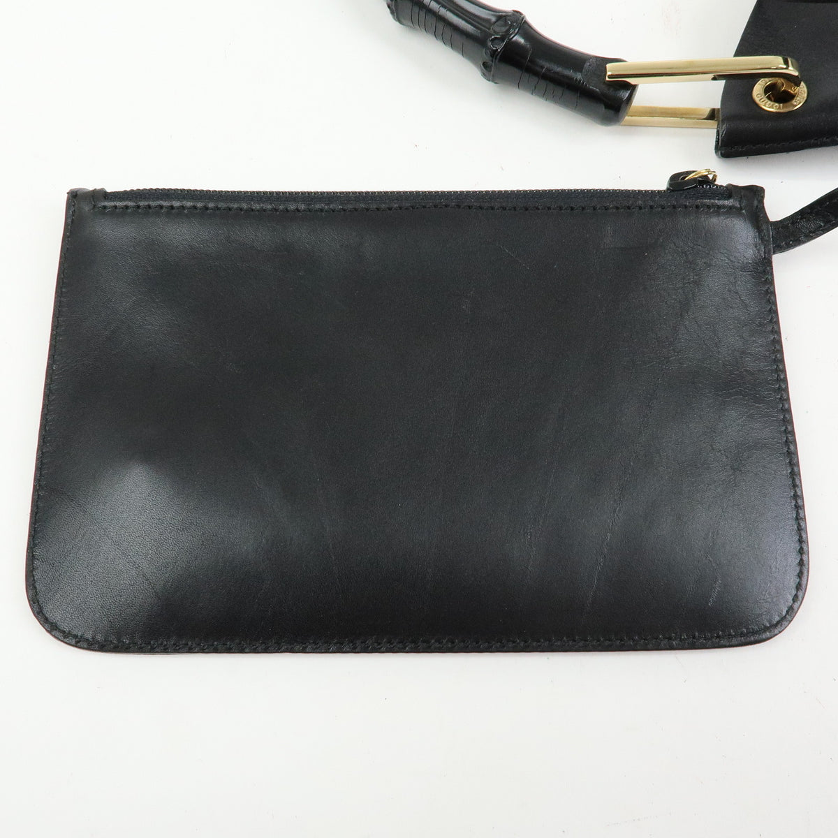 GUCCI Bamboo Leather Shoulder Bag Hand Bag Black 001.2058.1883.0