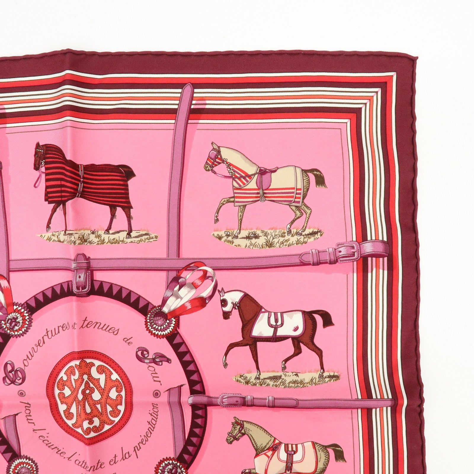 HERMES Carre 42 Lot of 2 Silk 100% Scarf Pink Boudeaux Light Blue