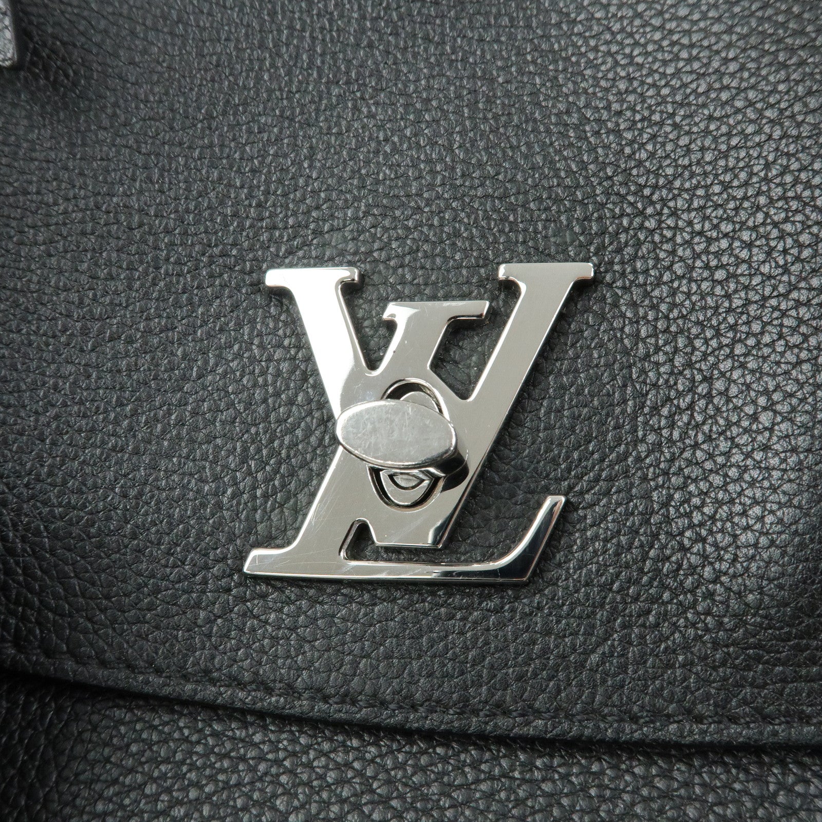 Louis Vuitton Lockme Ever MM Calf Leather 2Way Hand Bag Black M51395