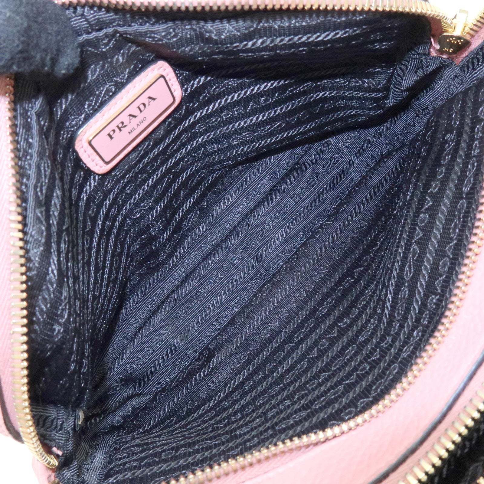 PRADA Logo Leather Shoulder Bag Crossbody Bag Camera Bag Pink