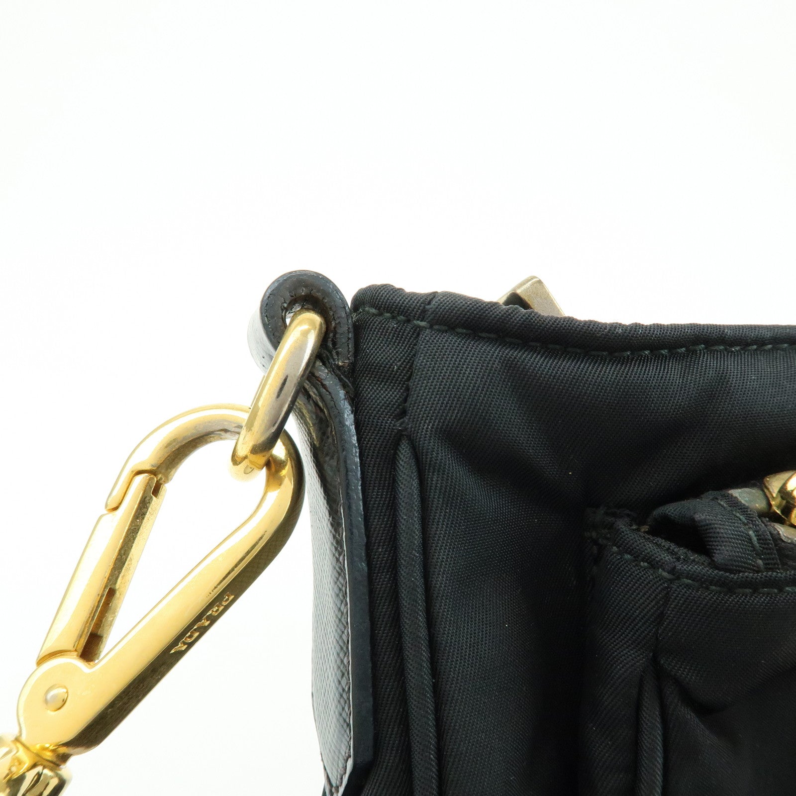 PRADA Nylon Saffiano Leather Shoulder Bag Crossbody Bag Black