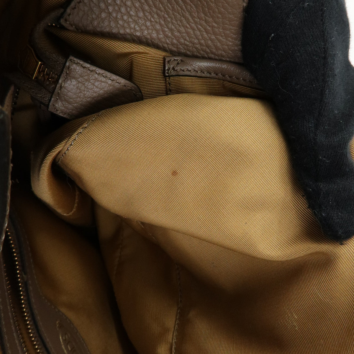 TOD'S  Oboe Leather Shoulder Bag Hand Bag Taupe Brown