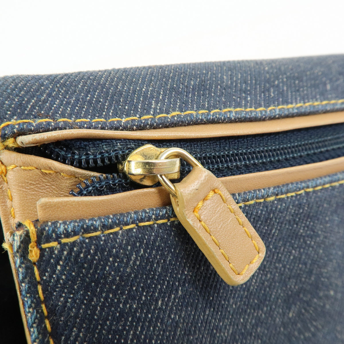 Christian Dior Saddle Denim Leather Bi-fold Long Wallet Blue