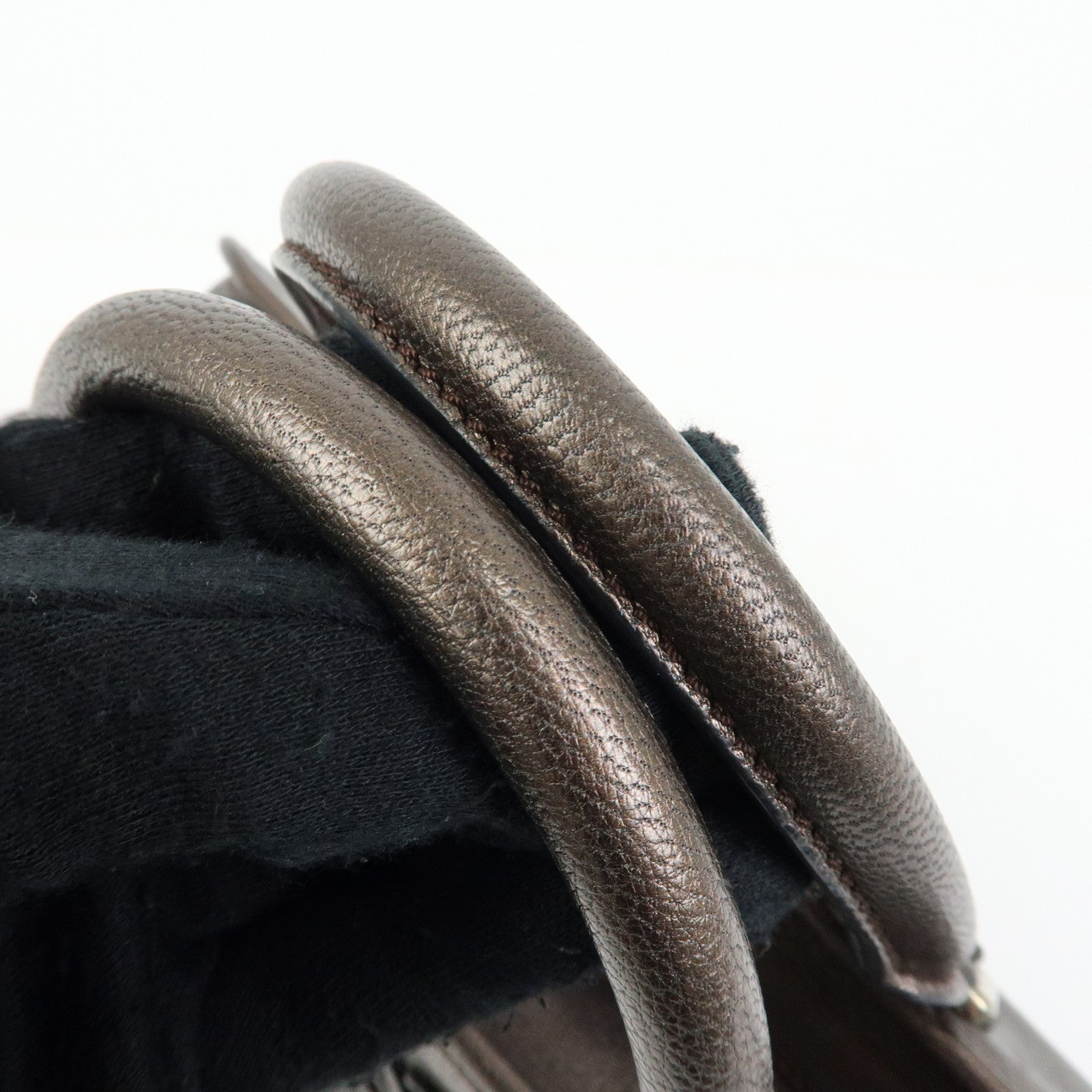 LOEWE Anagram Amazona 28 Leather Hand Bag Boston Bag Metallic Brown