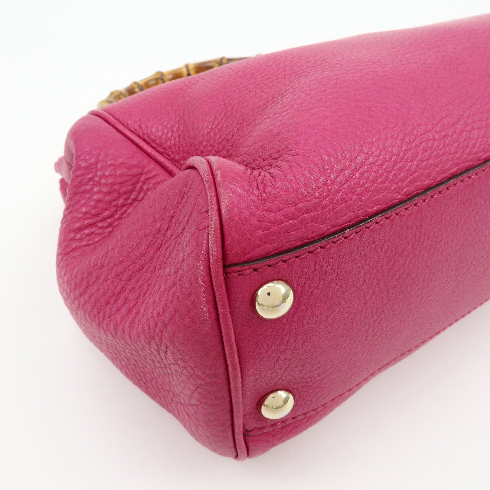 GUCCI Bamboo Shopper Small Leather 2Way Bag Hand Bag Pink 336032