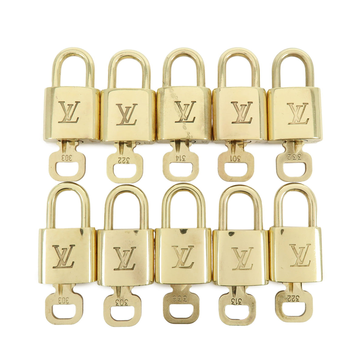Louis Vuitton Lot of 10 Lock & Key Cadena Key Lock Gold