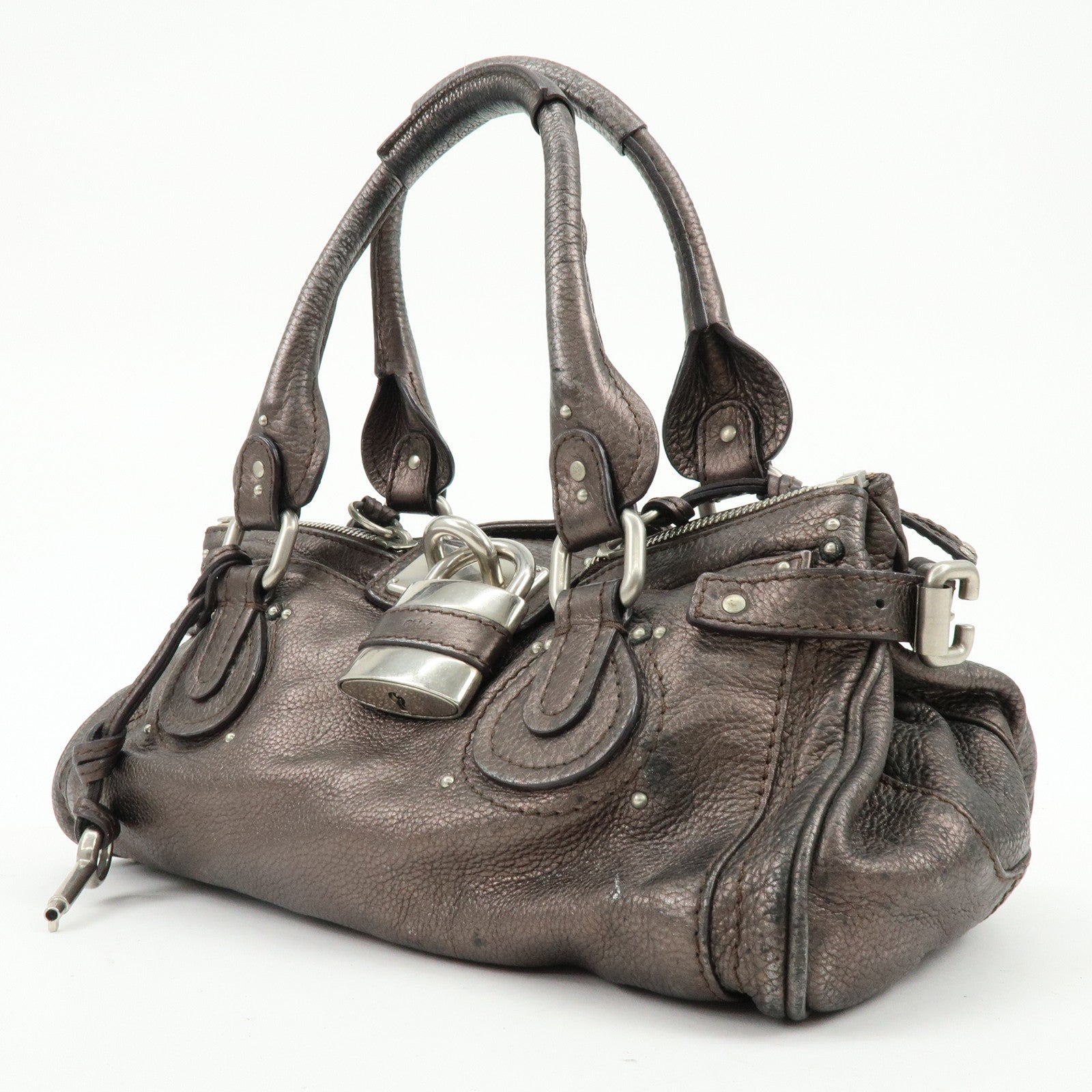 Chloe Paddington Leather Hand Bag Shoulder Bag Bronze