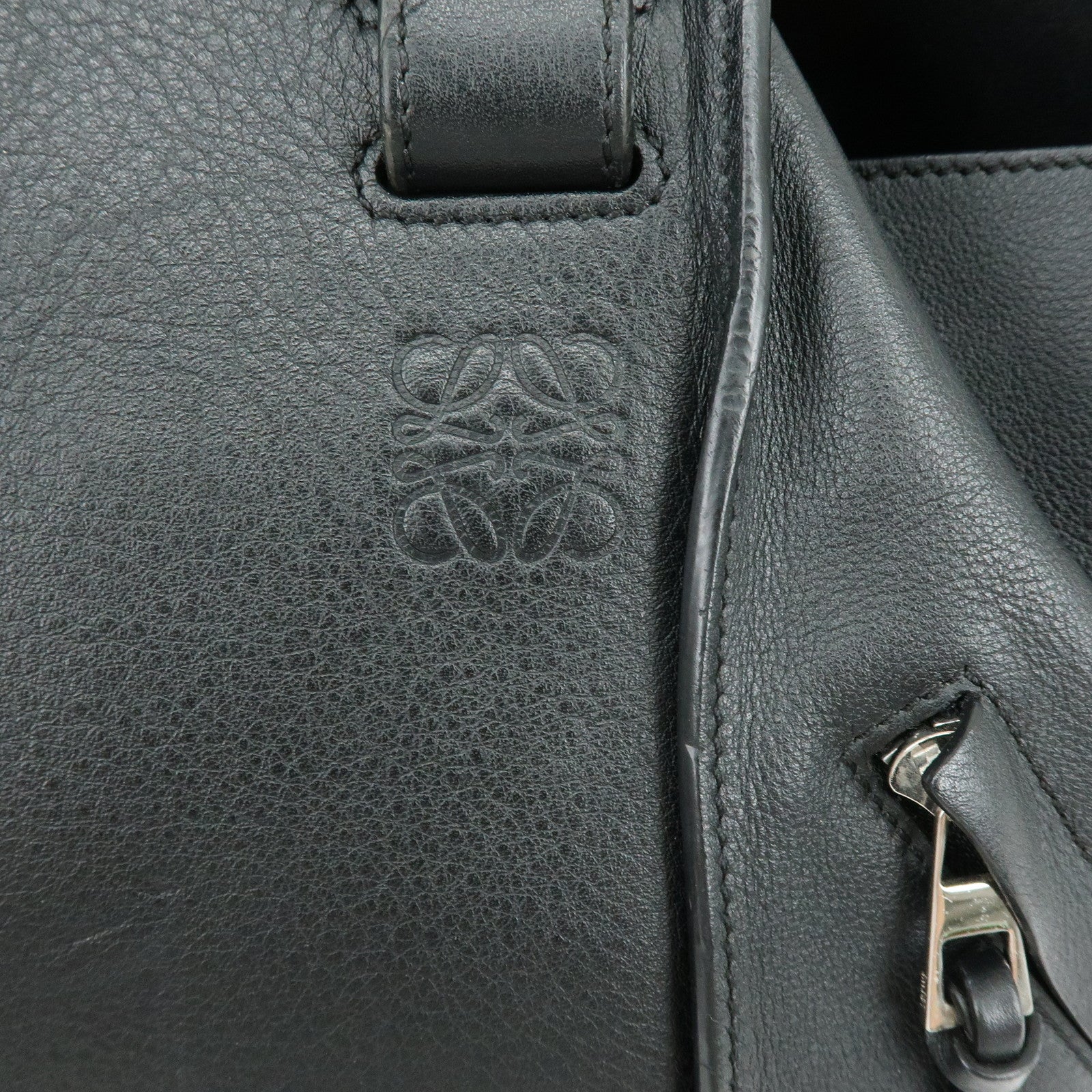 LOEWE Anagram Hammock Medium Leather Shoulder Crossbody Bag Black