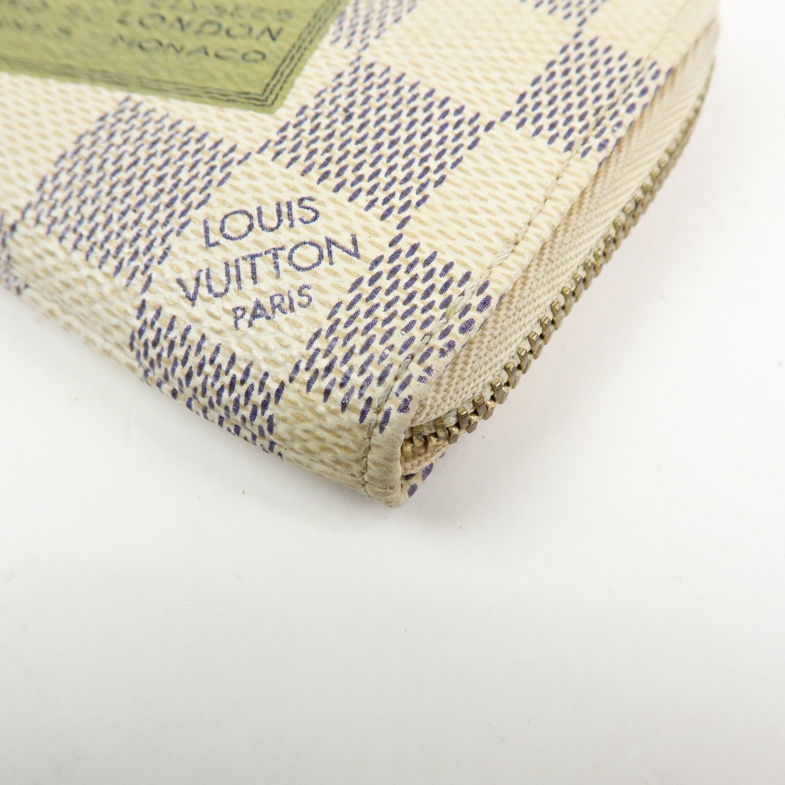 Louis Vuitton Damier Azur Monogram Labels Pochette Cles Complice N63085