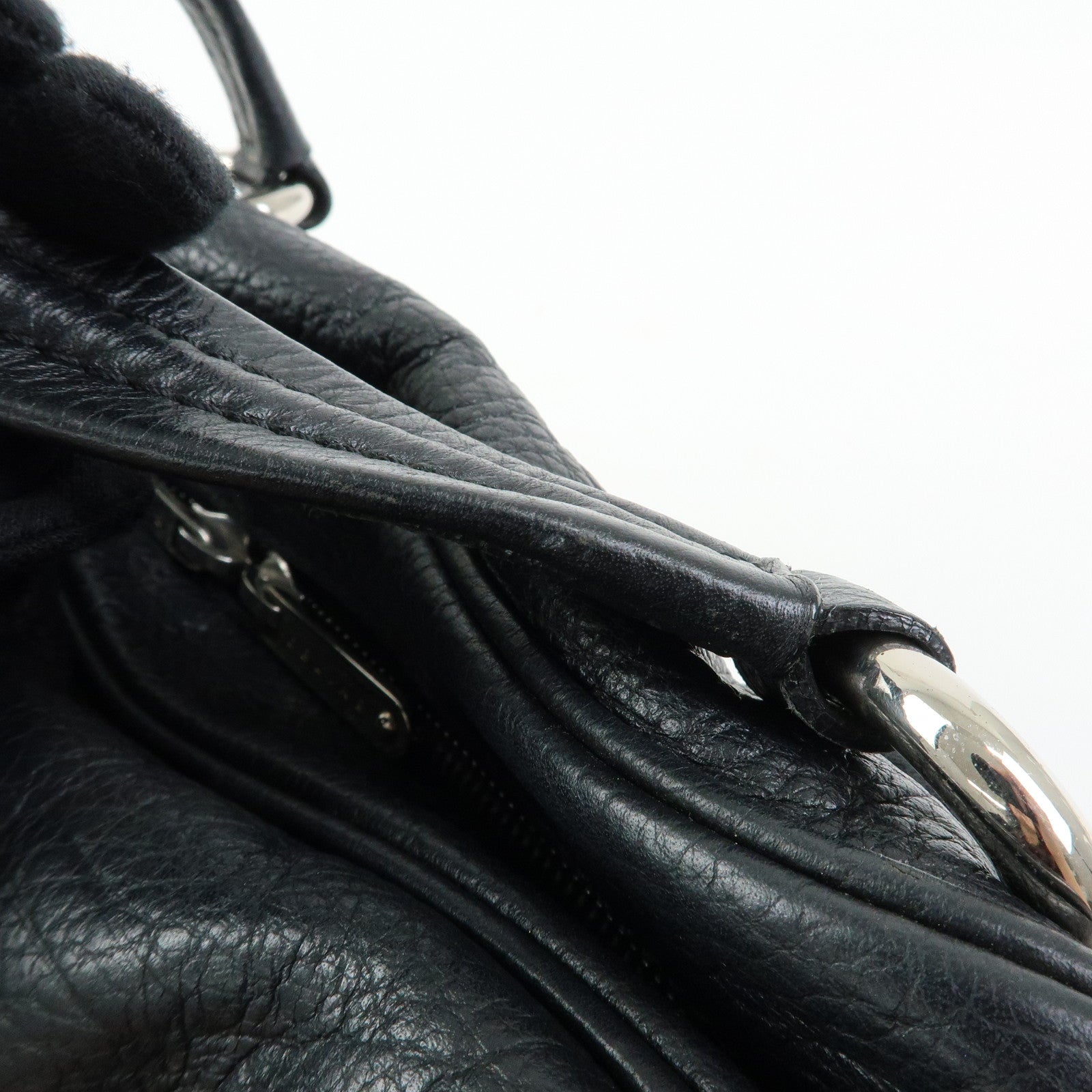 CELINE Macadam Leather Shoulder Bag Hand Bag Black