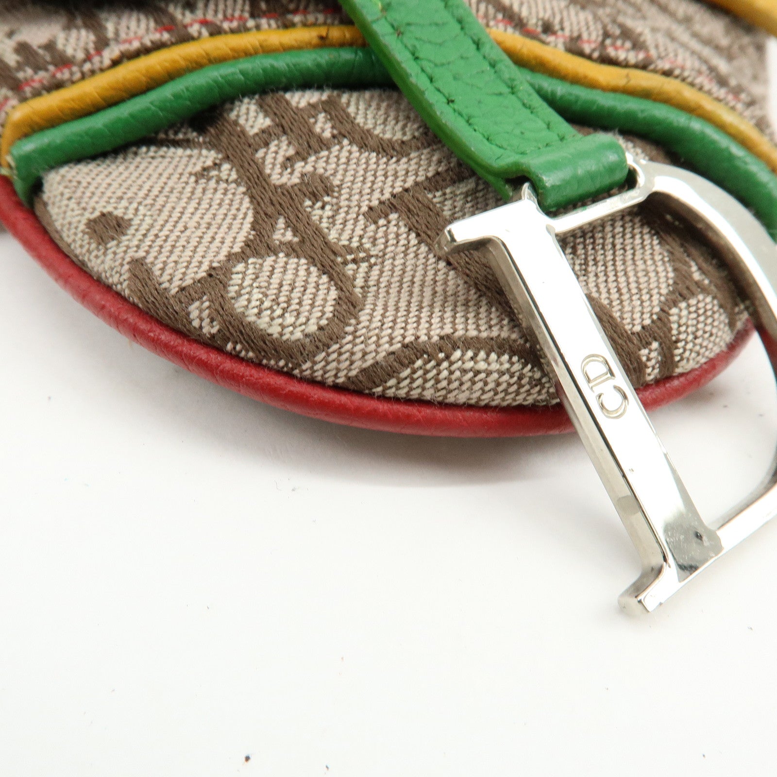 Christian Dior Trotter Saddle Rasta Canvas Leather Waist Bag Beige
