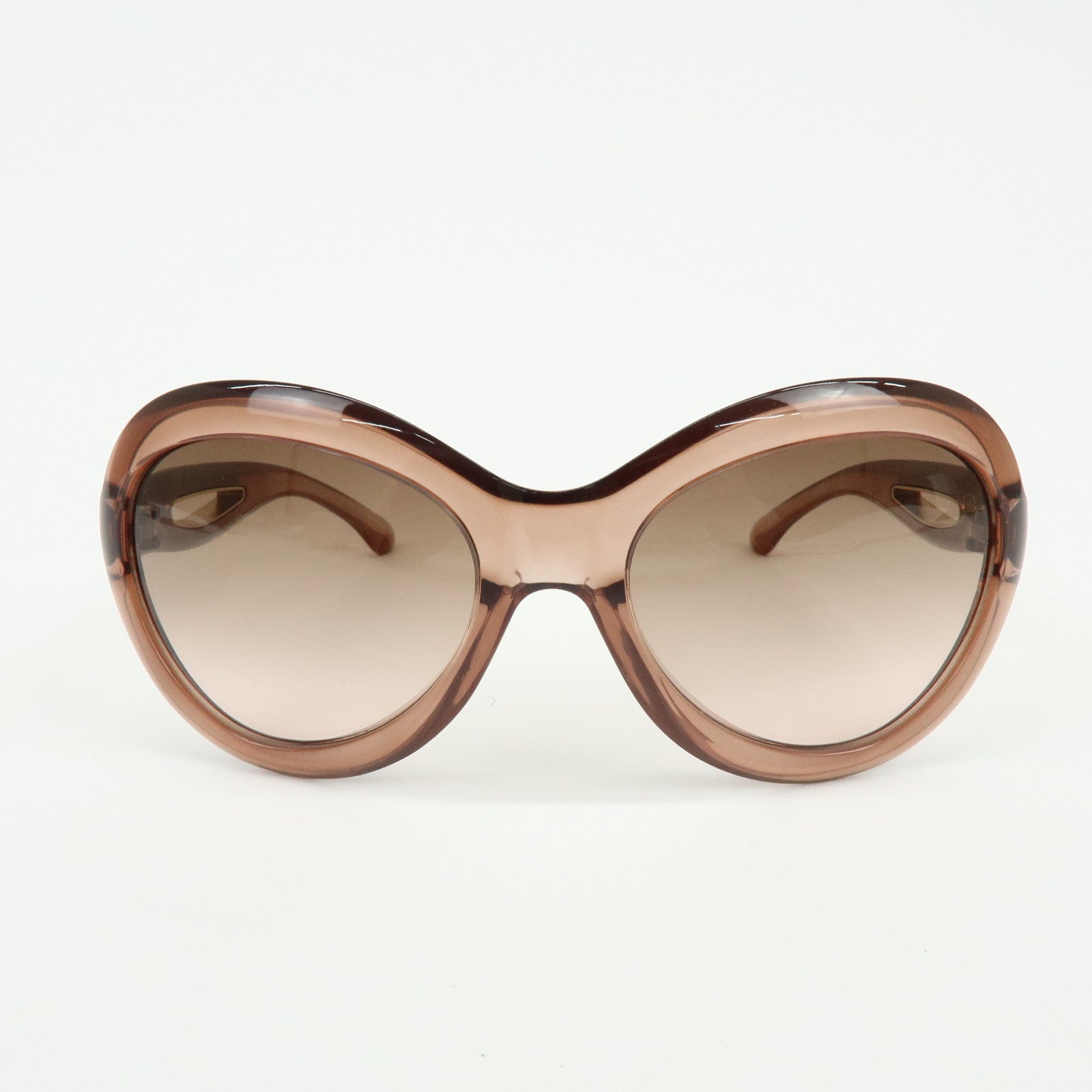JIMMY CHOO Plastic Oval Cat Eye Sunglasses Transparent Brown