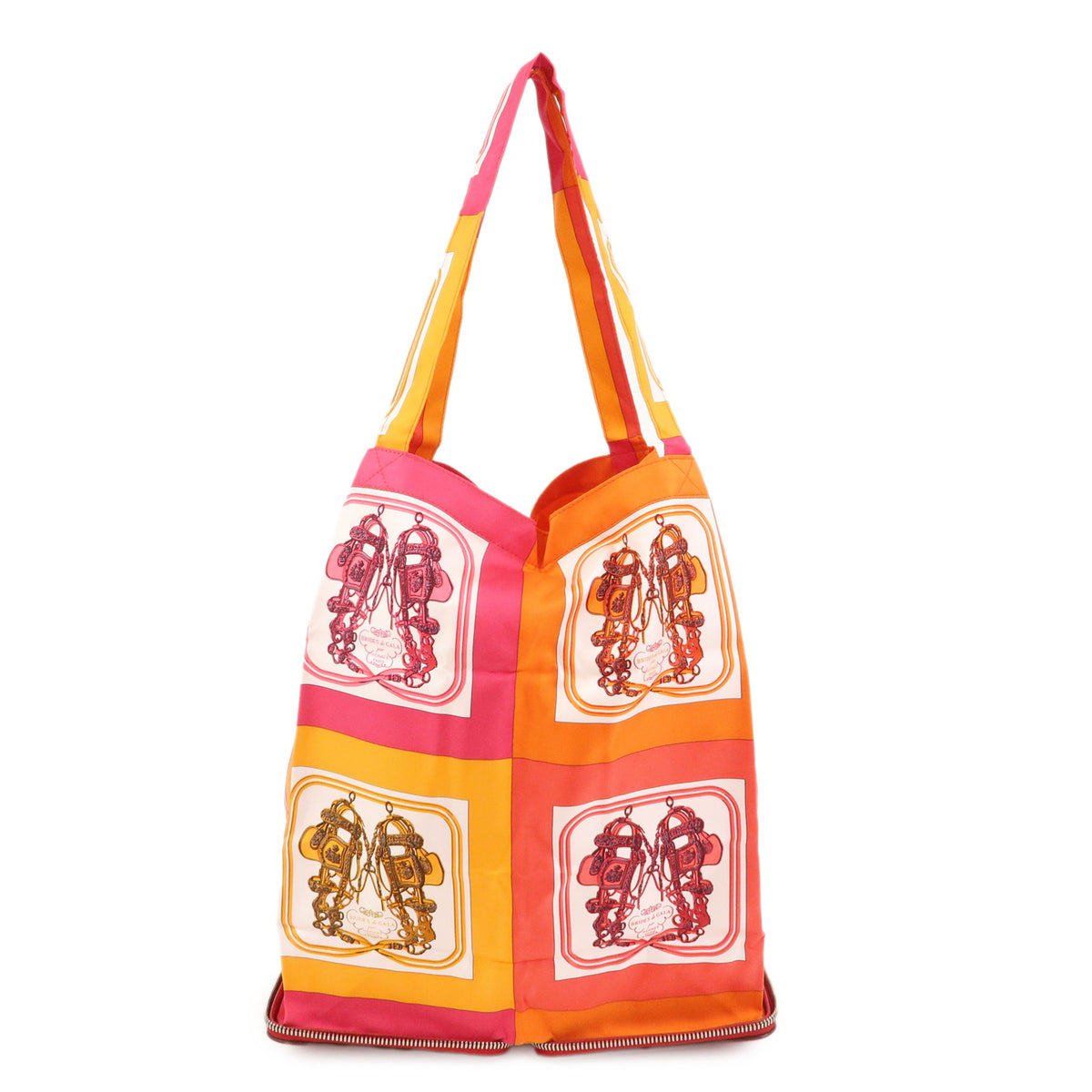HERMES Buffle Skipper Silk 100% Silky Pop Foldable Tote Bag □L Stamped