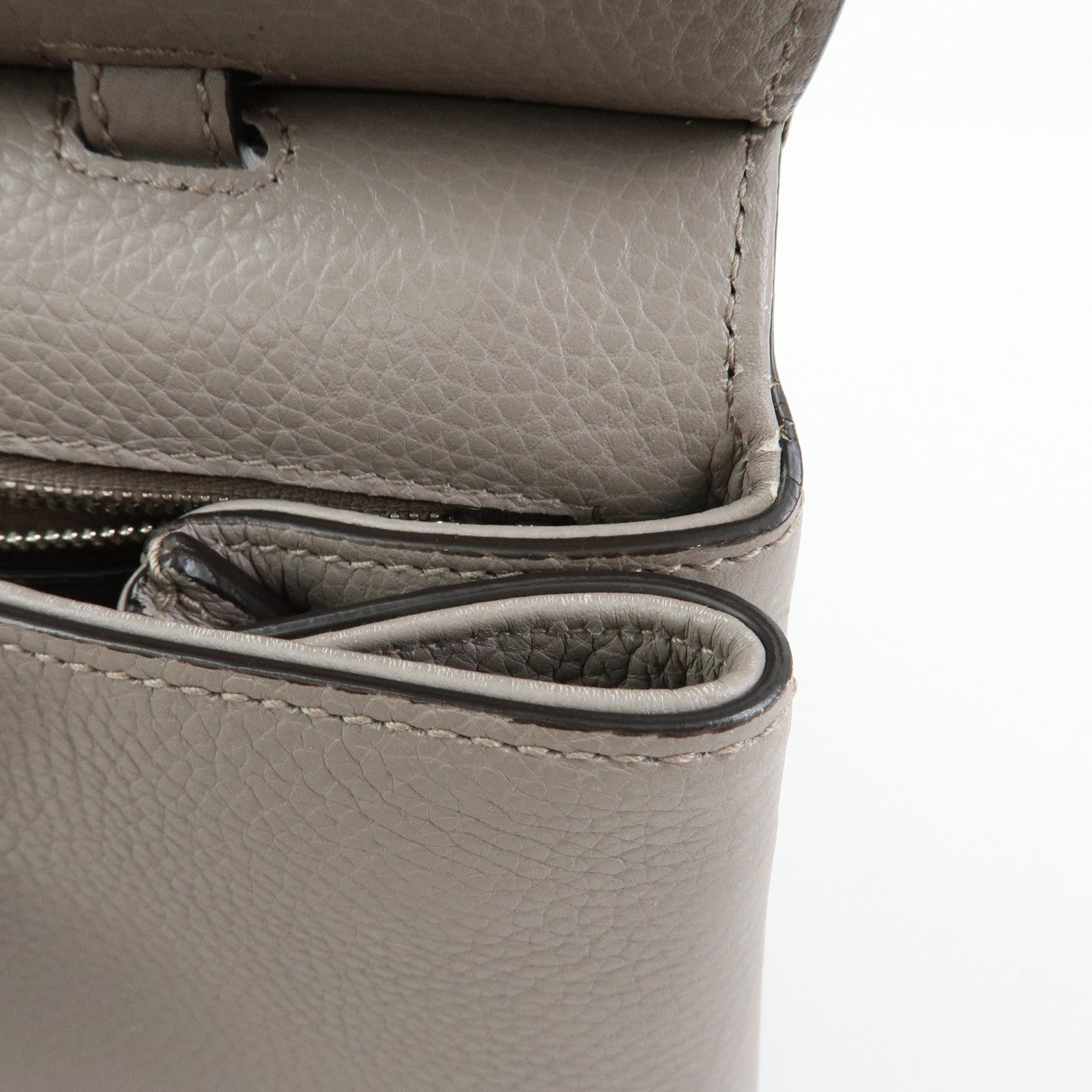 GUCCI Bamboo Leather 2Way Bag Hand Bag Shoulder Bag Grey 370831