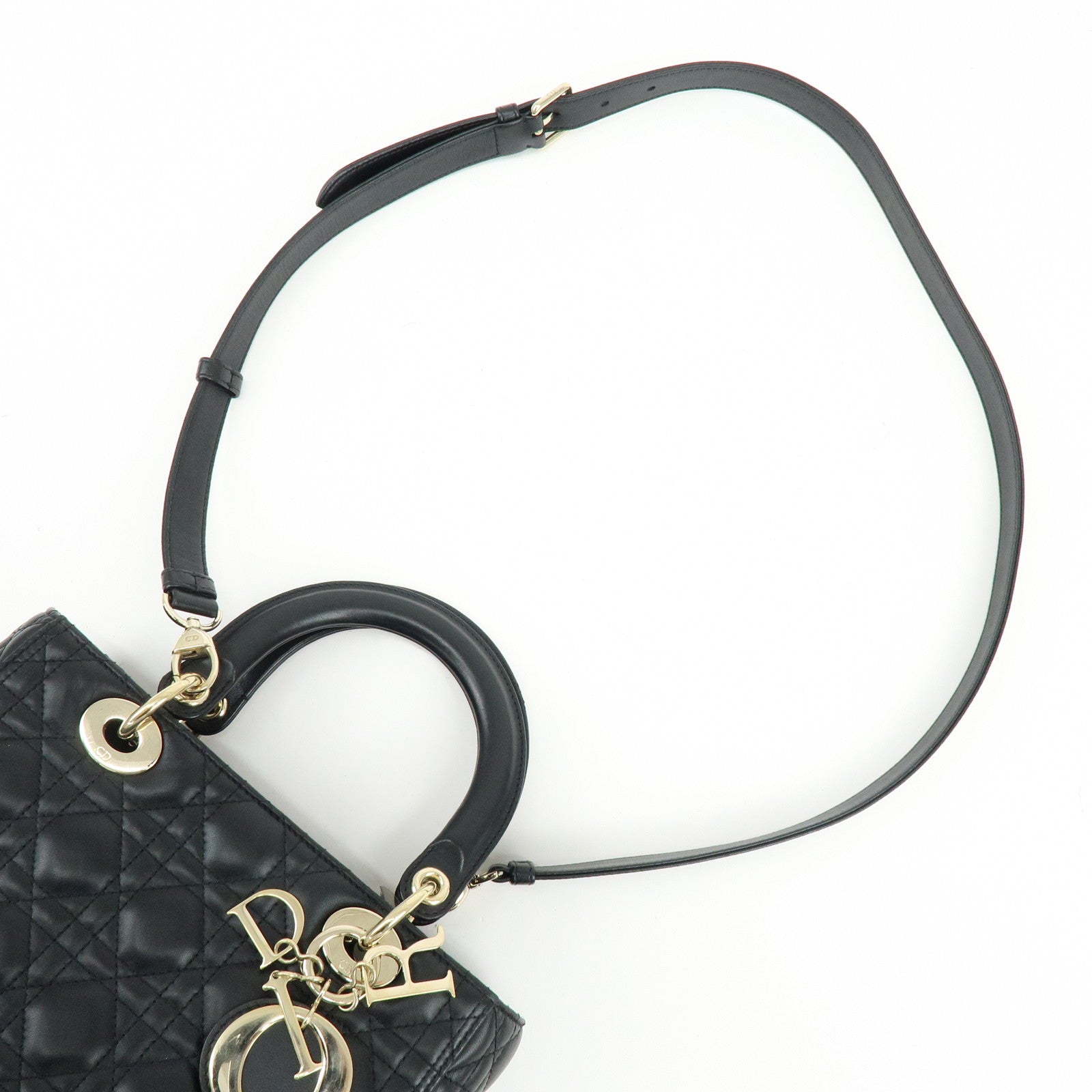Christian Dior Lady Dior Cannage Lamb skin 2Way Hand Shoulder Bag Black