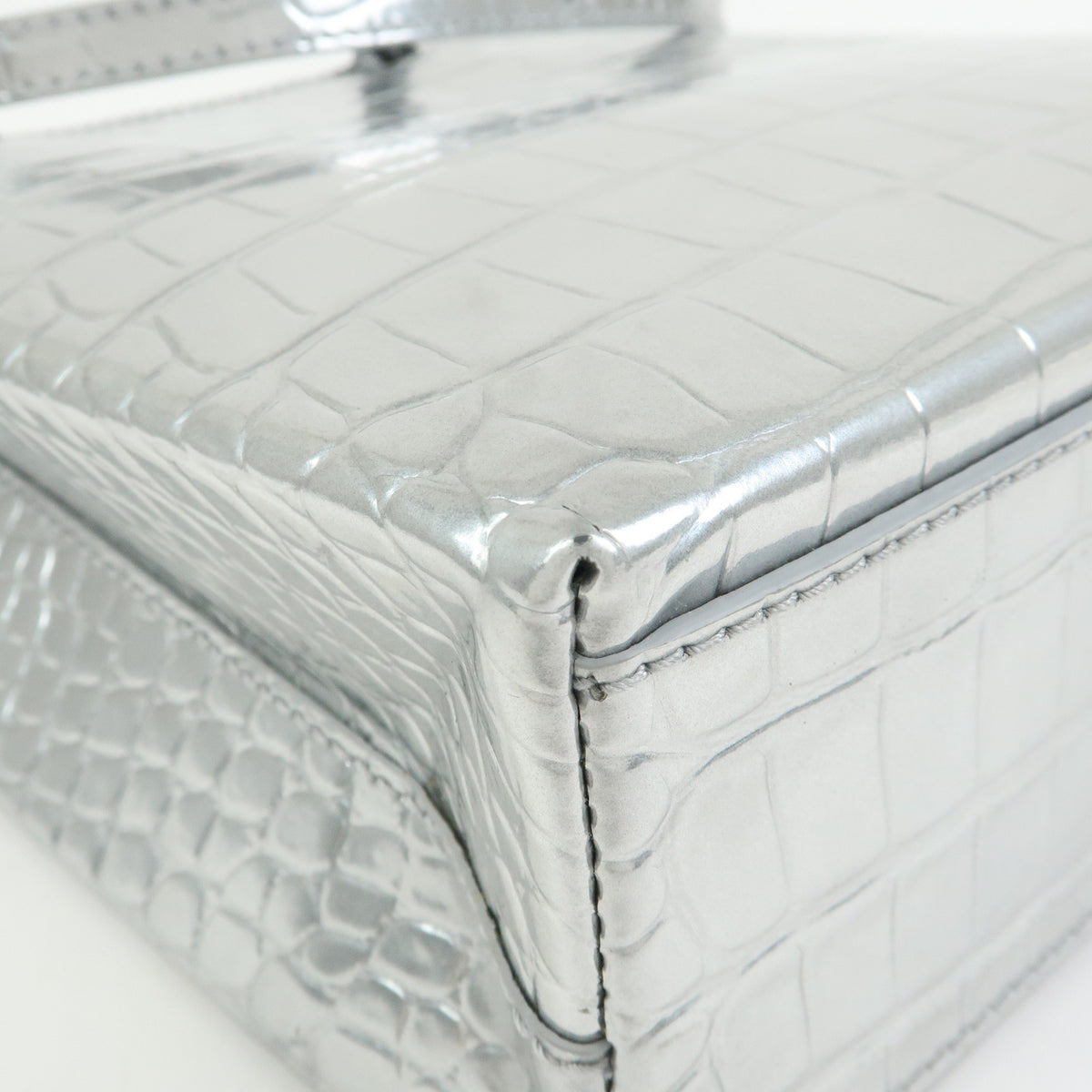 BALENCIAGA THE SHOPPING Leather 2Way Tote Hand Bag XXS Silver 597858