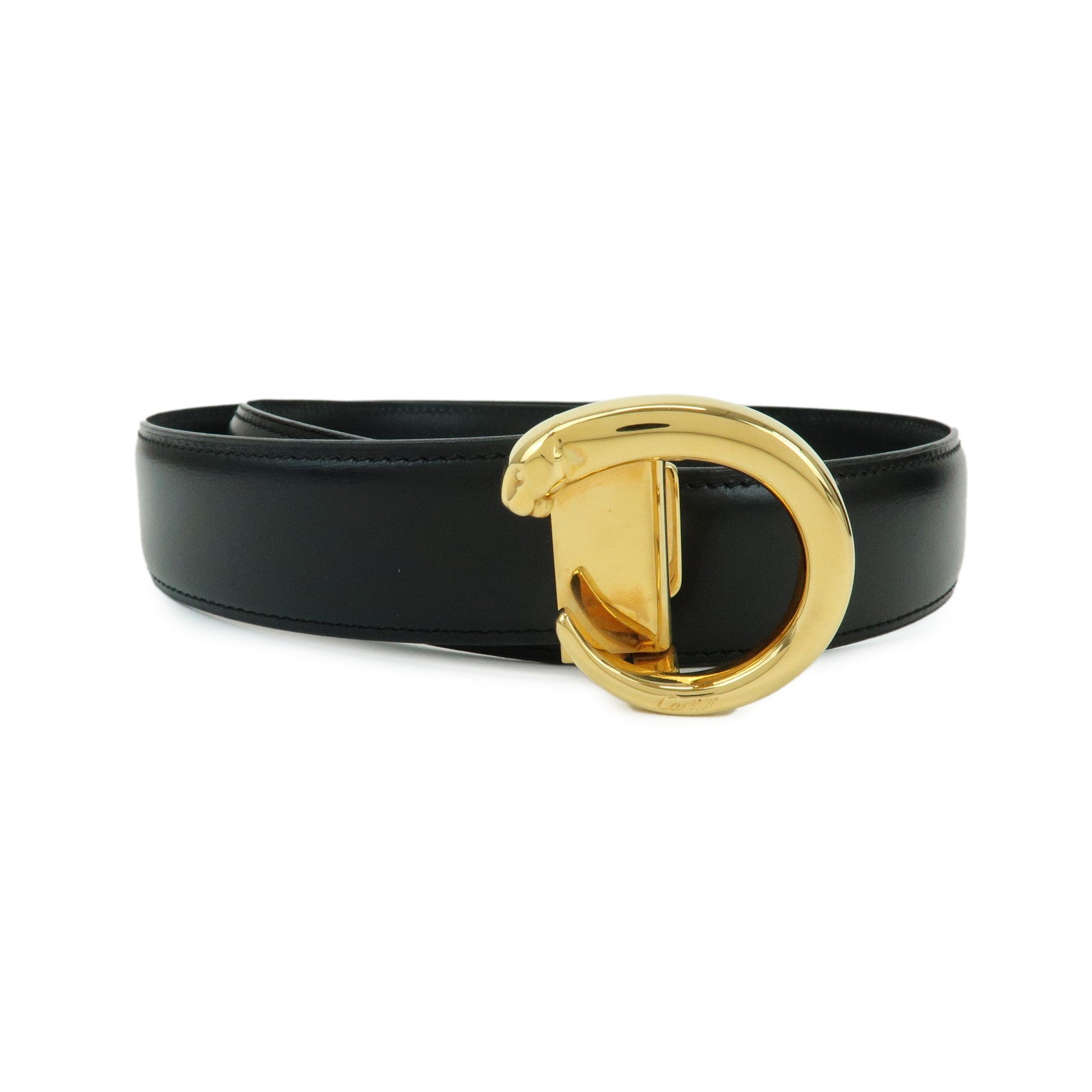 Cartier Must de Cartier Panthere Leather Belt Black
