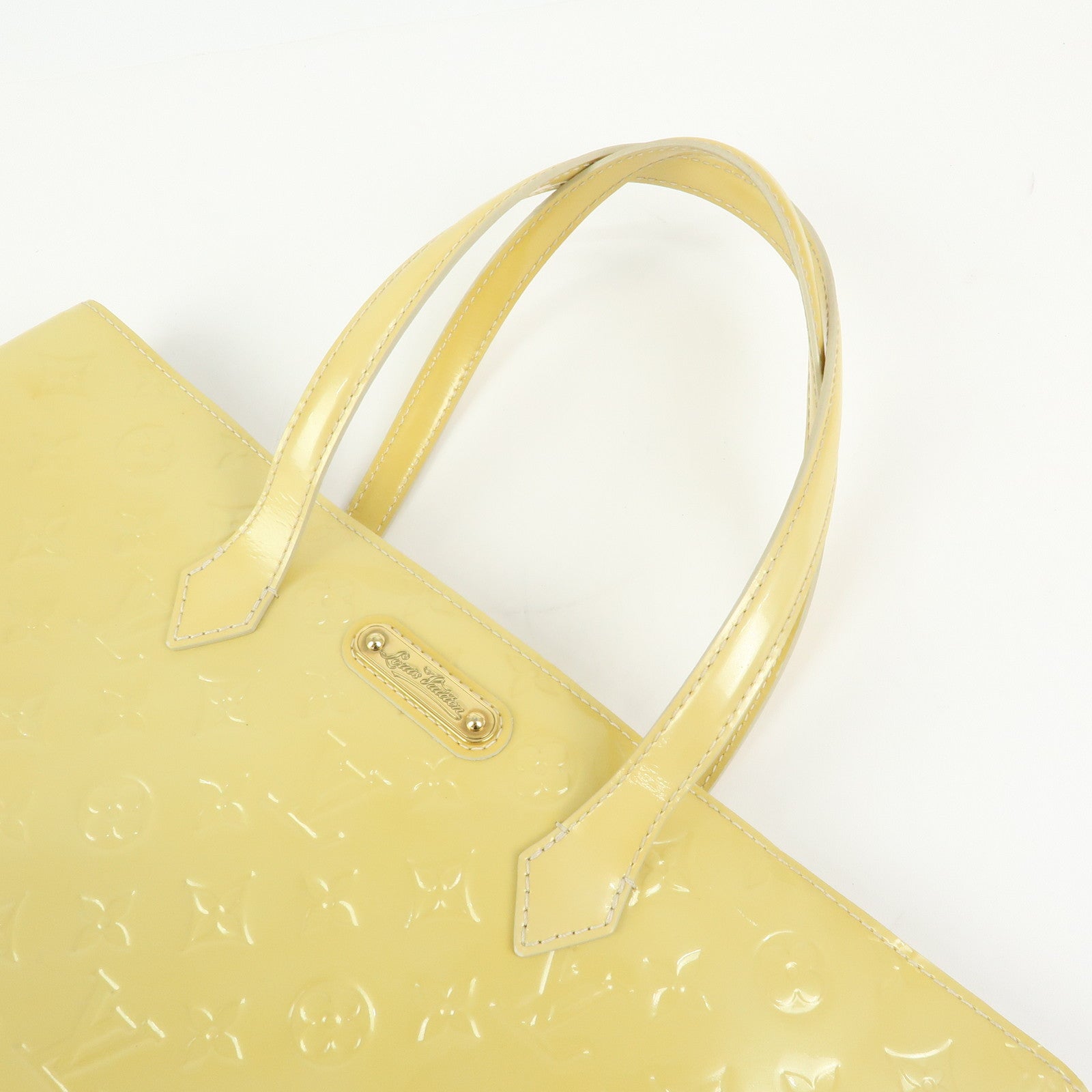 Louis Vuitton Monogram Vernis Wilshire MM Tote Bag Blanc Corail M91441