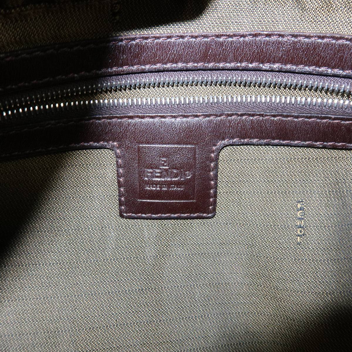 FENDI Mamma Baguette Jacquard Canvas Leather Shoulder Bag Brown 26325