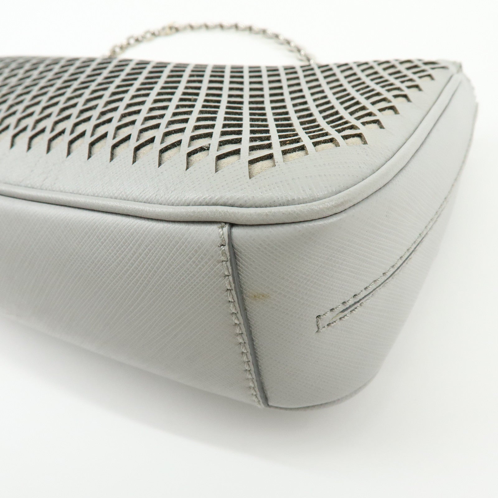 Ferragamo Gancini Leather Shoulder Bag Hand Bag Gray