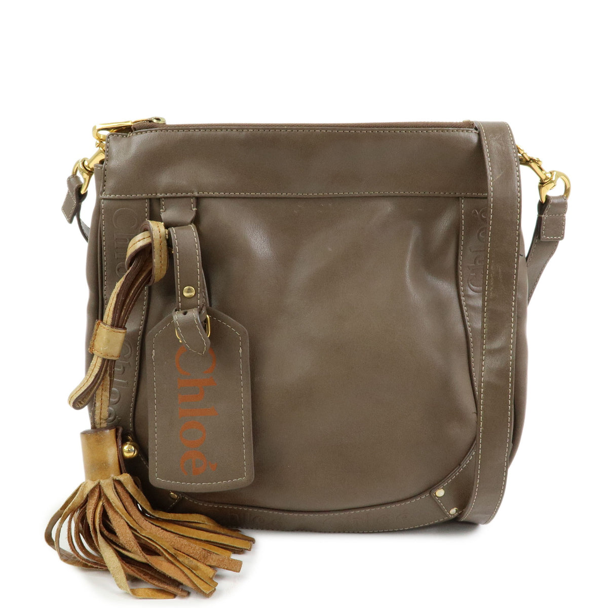 Chloe Eden Leather Shoulder Bag Crossbody Bag Tassel Beige
