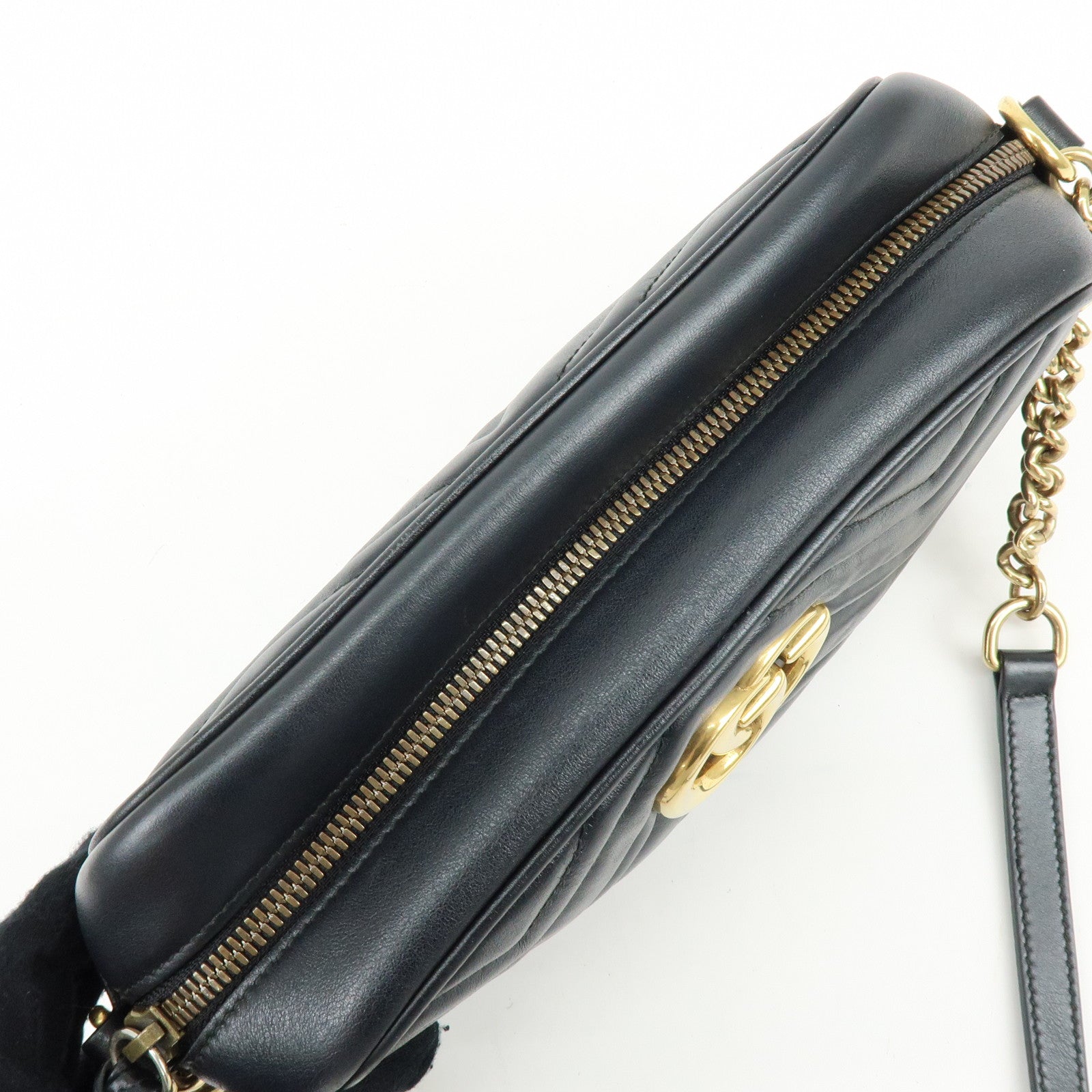 GUCCI GG Marmont Leather Shoulder Bag Crossbody Bag Black 447632