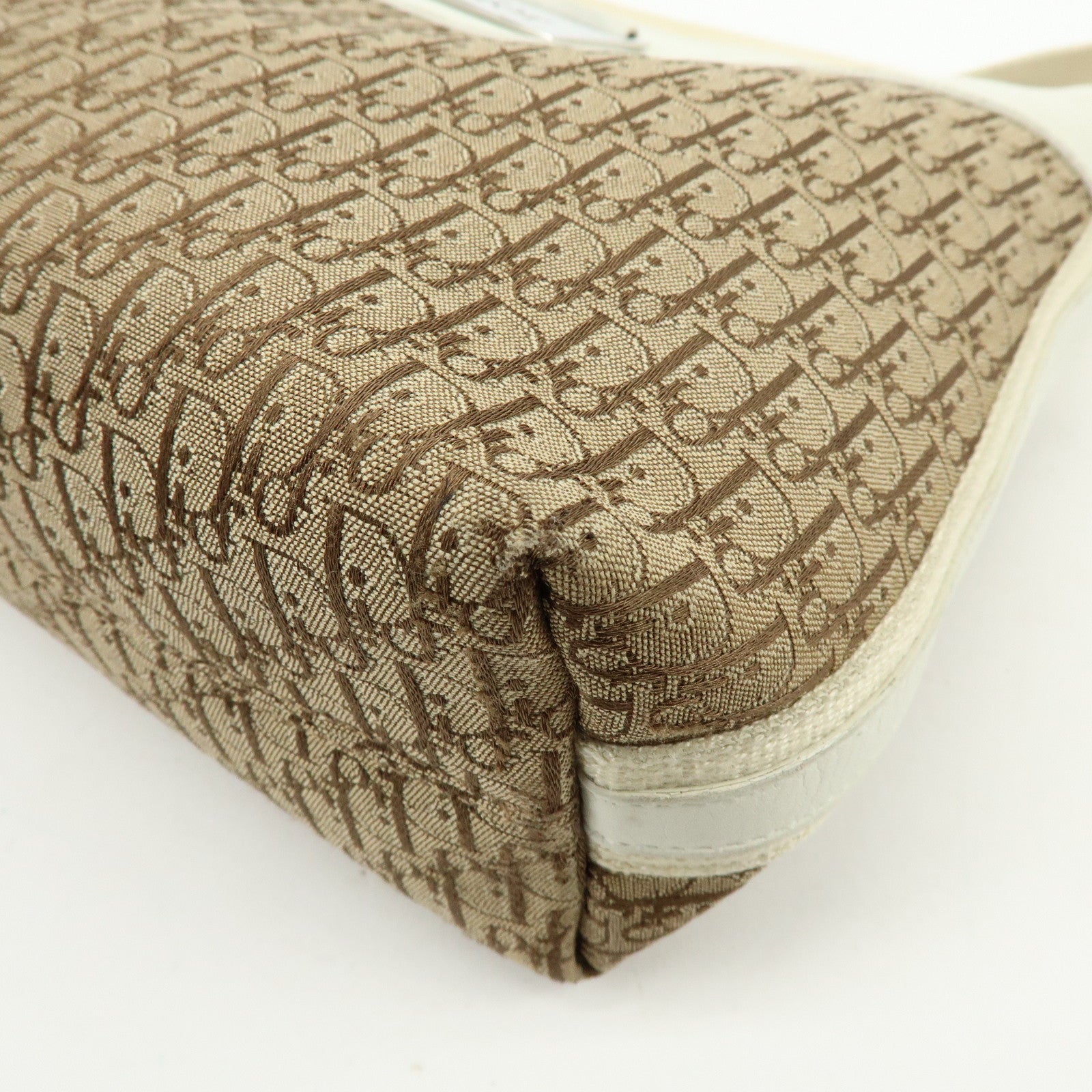 Christian Dior Street Chic Trotter Canvas Leather Shoulder Bag Beige