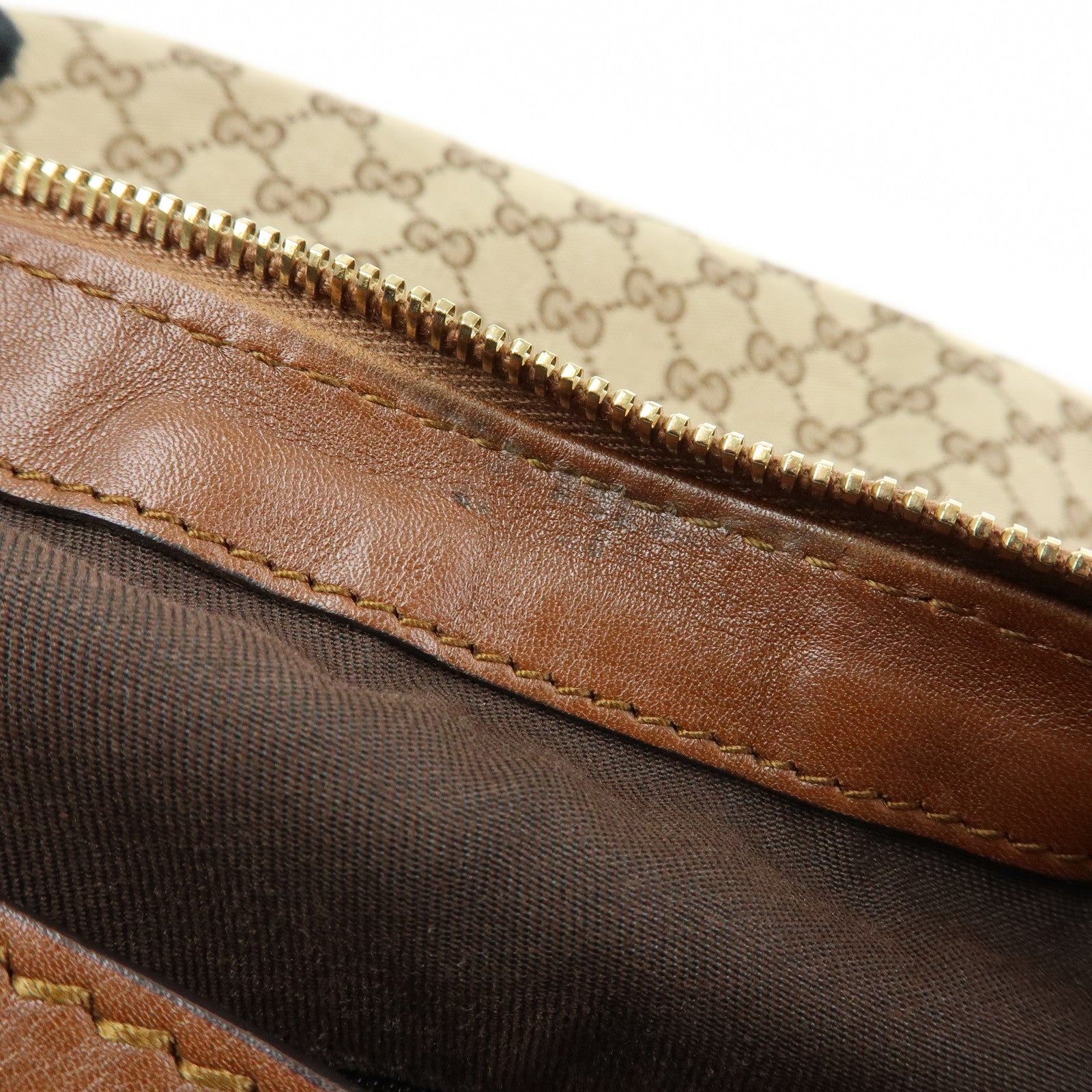 GUCCI Sukey Interlocking G GG Canvas Leather Shoulder Bag Beige 232955