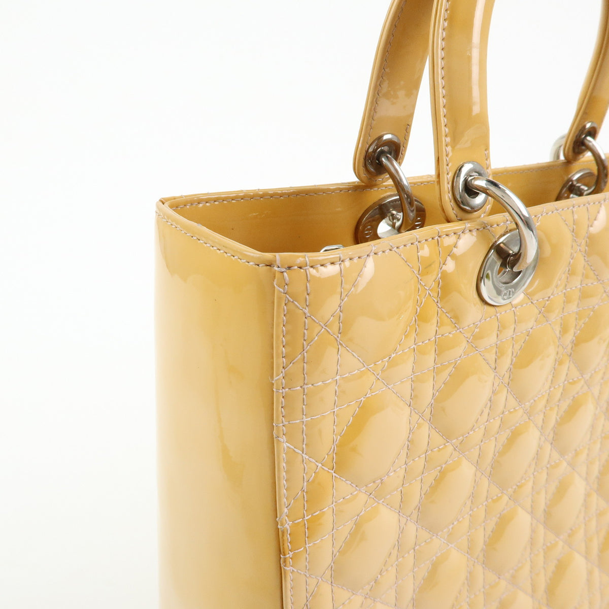 Christian Dior Lady Dior Cannage Patent Leather 2Way Hand Shoulder Bag