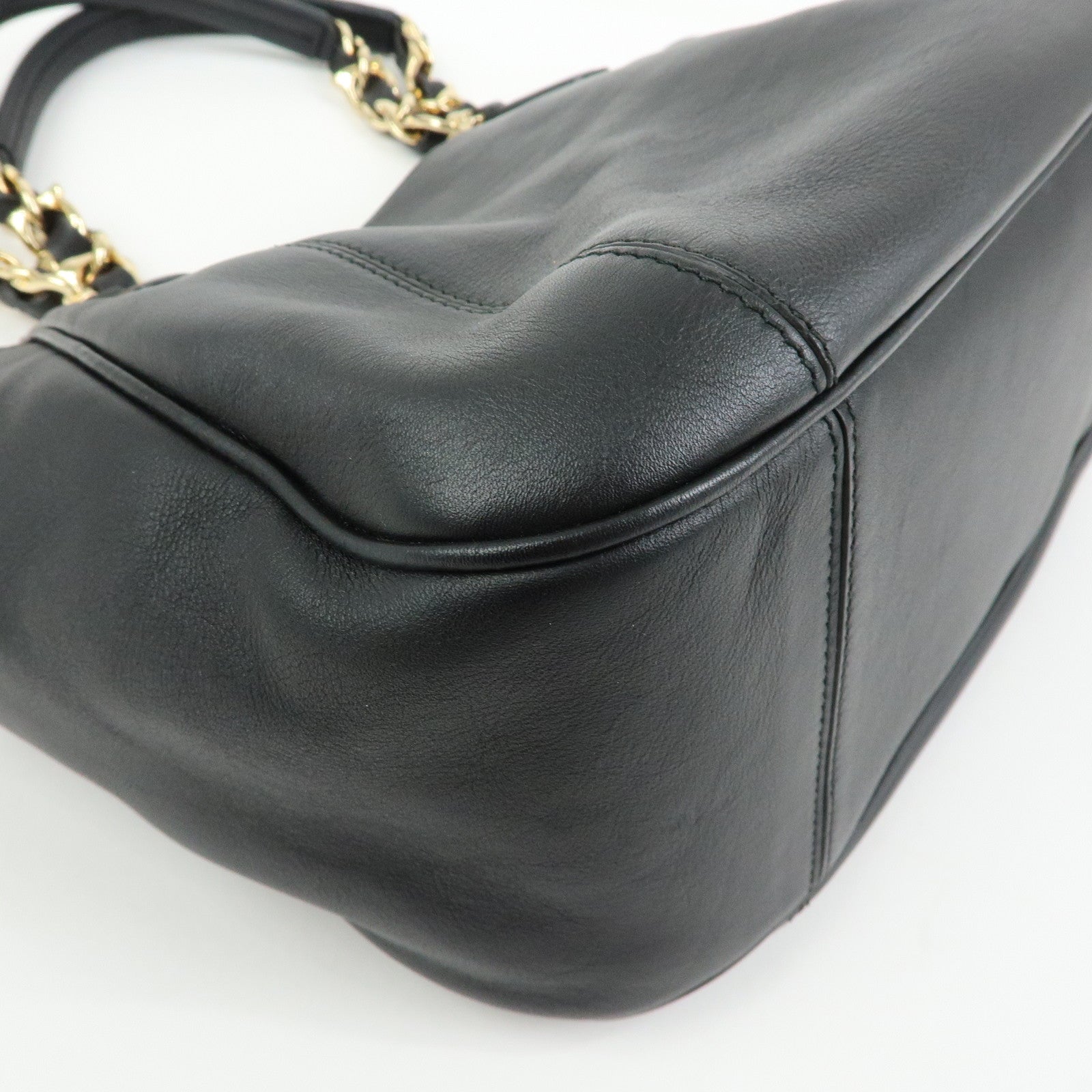 Ferragamo Gancini Leather Hand Bag Shoulder Bag Black 21 F077