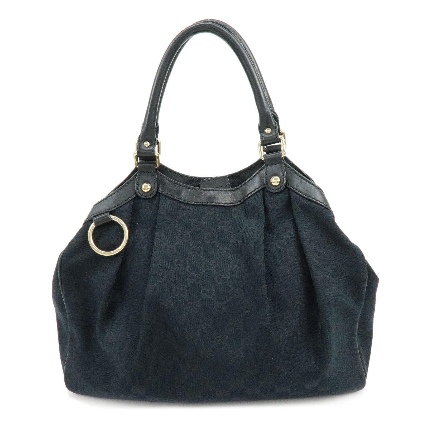 GUCCI Sukey GG Canvas Leather Tote Bag Hand Bag Black 211944