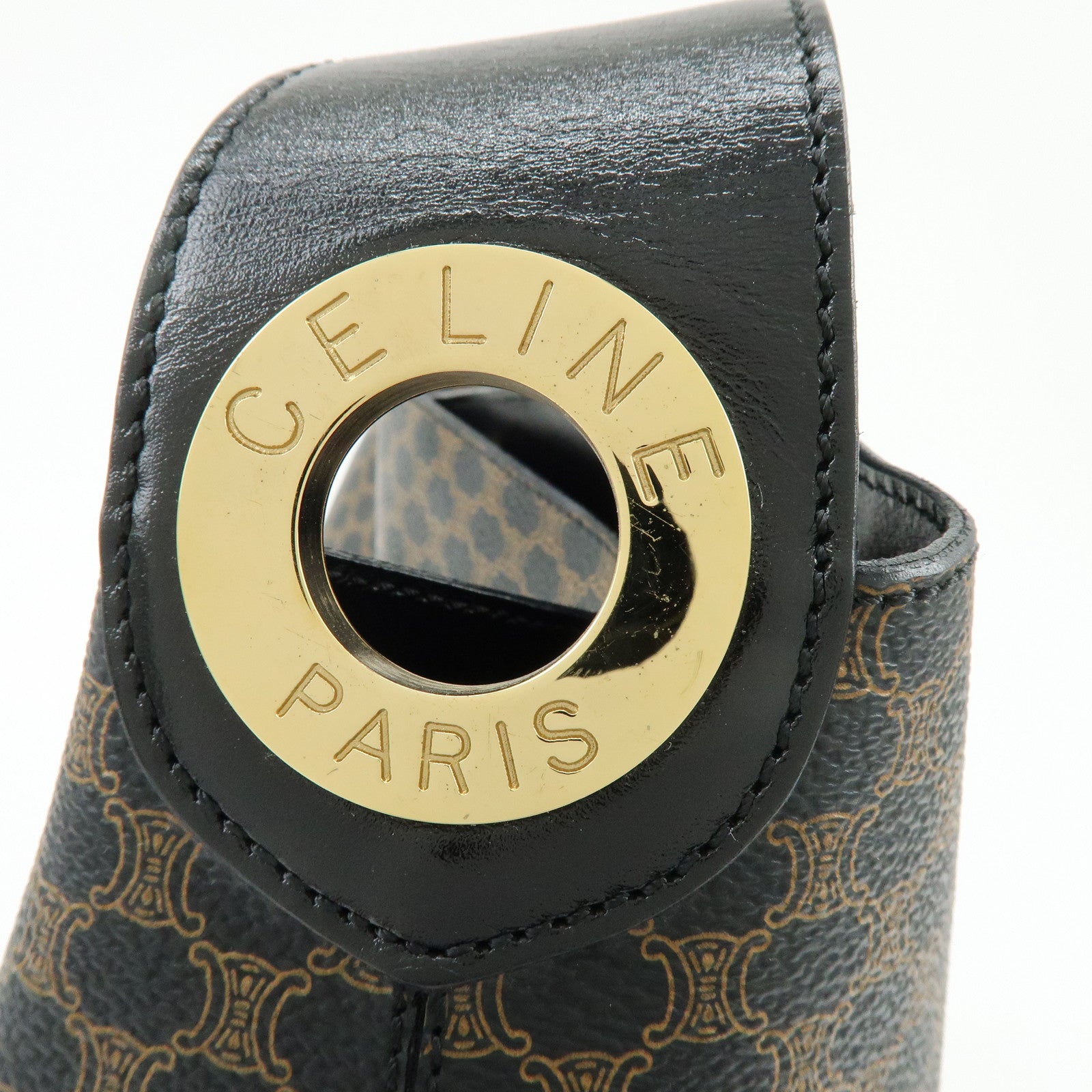 CELINE Macadam PVC Leather Shoulder Bag Brown Black