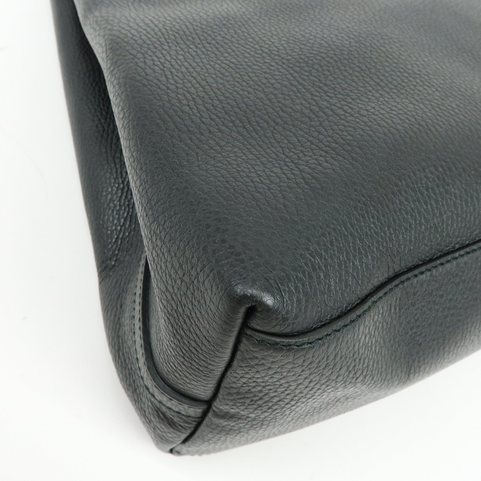 GUCCI Logo Leather Tote Bag Shoulder Bag Black 380118