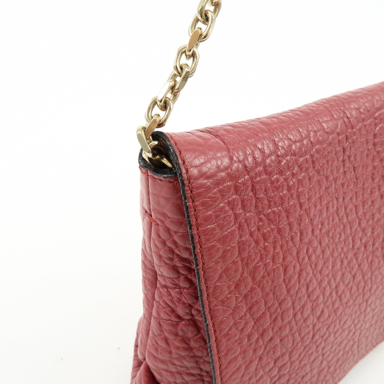 BURBERRY Leather Chain Shoulder Bag Clutch Bag Pink