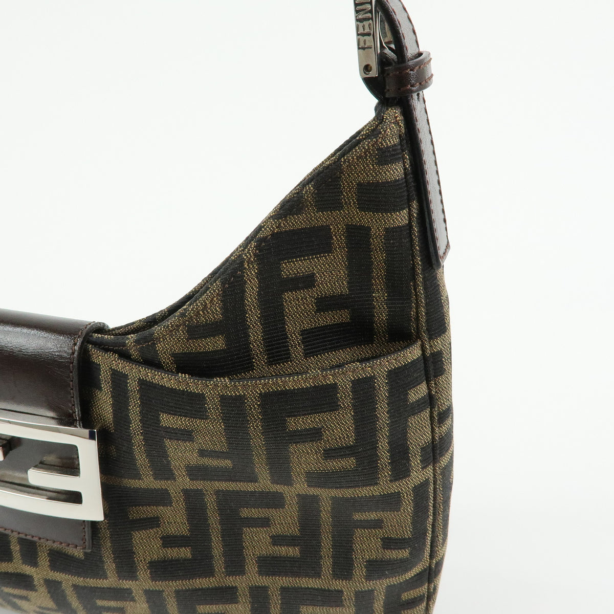 FENDI Zucca Canvas Leather Shoulder Bag Hand Bag Black Brown 26569