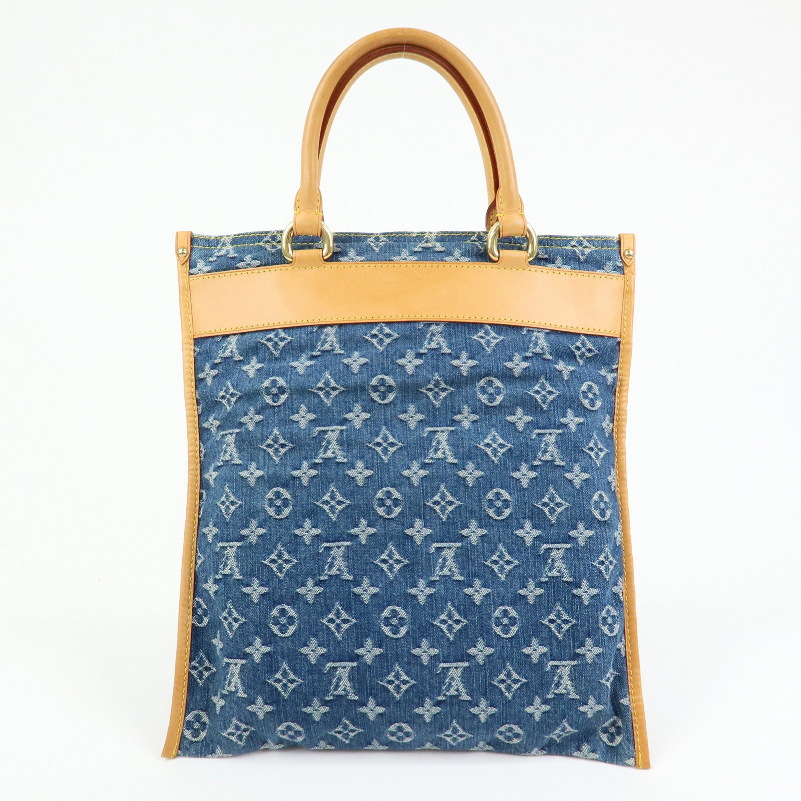 Louis Vuitton Monogram Denim Flat Shopper Tote Bag Blue M95018