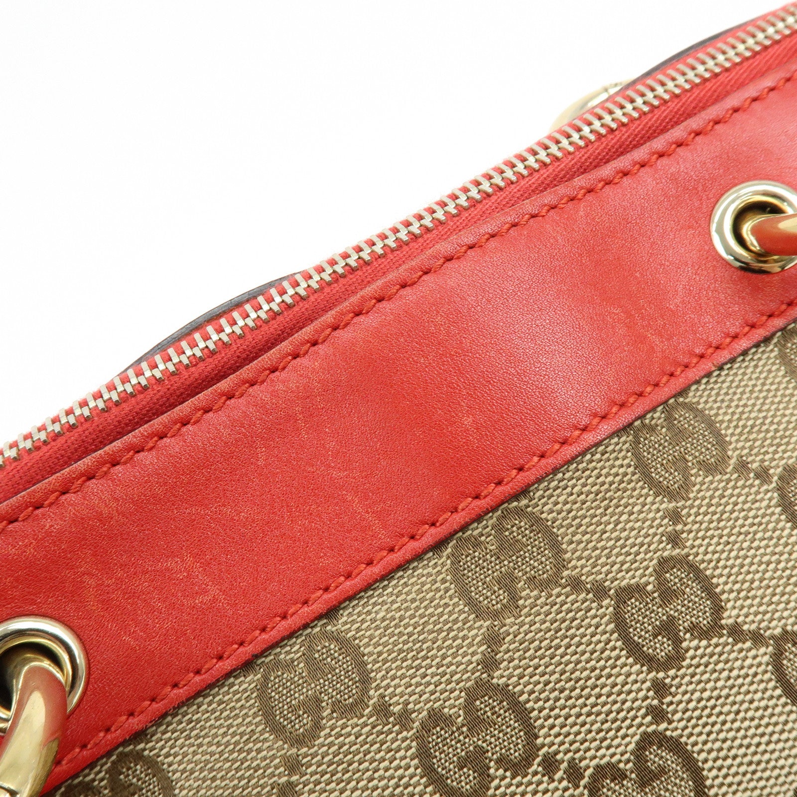 GUCCI GG Canvas Leather Shoulder Bag Valentine Limited 309122