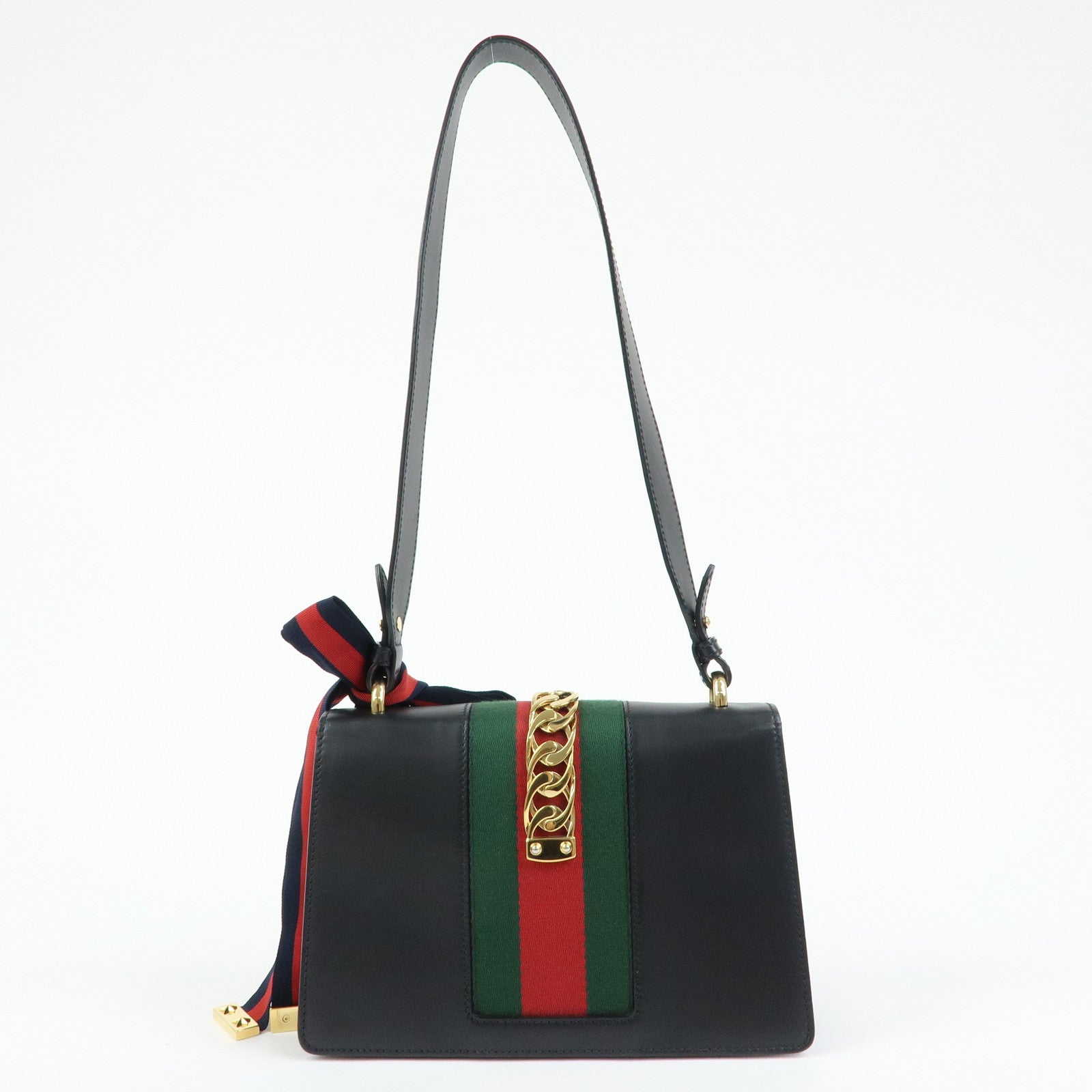 Gucci Sylvie Sherry Leather Shoulder Bag Crossbody Bag Black 421882