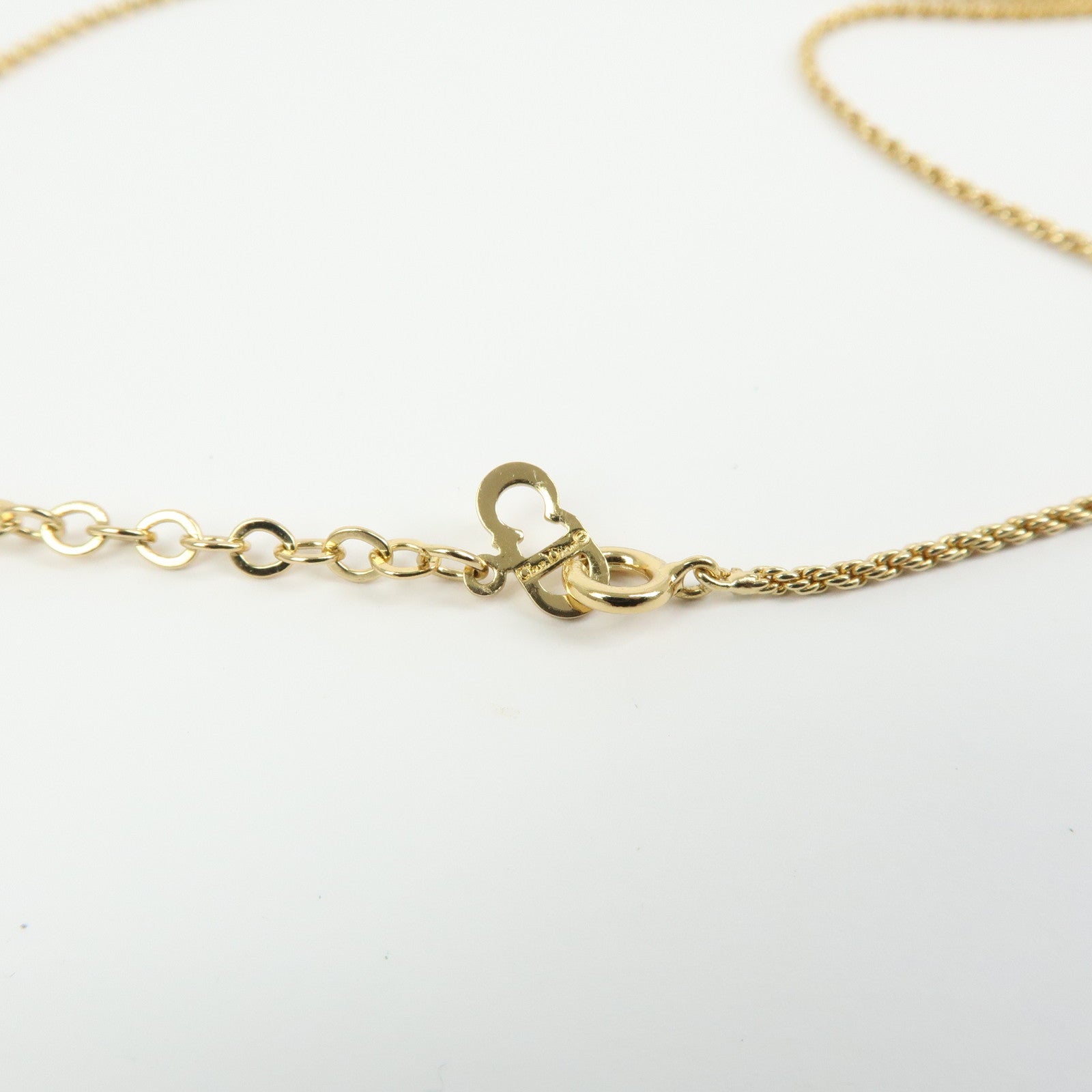 Christian Dior CD Logo Metal Necklace Choker Gold