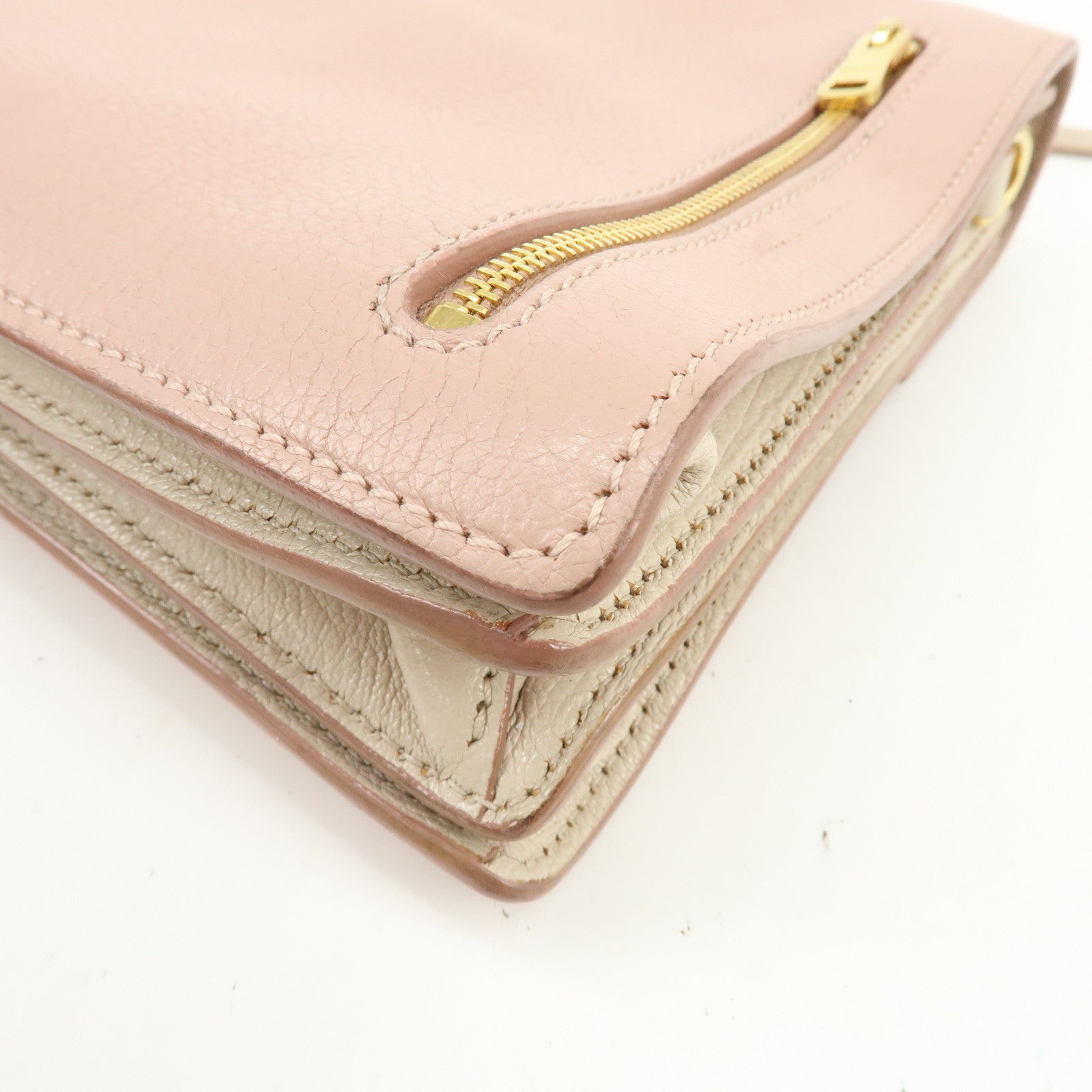 MIU MIU Madras Leather 2Way Bag Shoulder Bag Bi-Color Light Pink