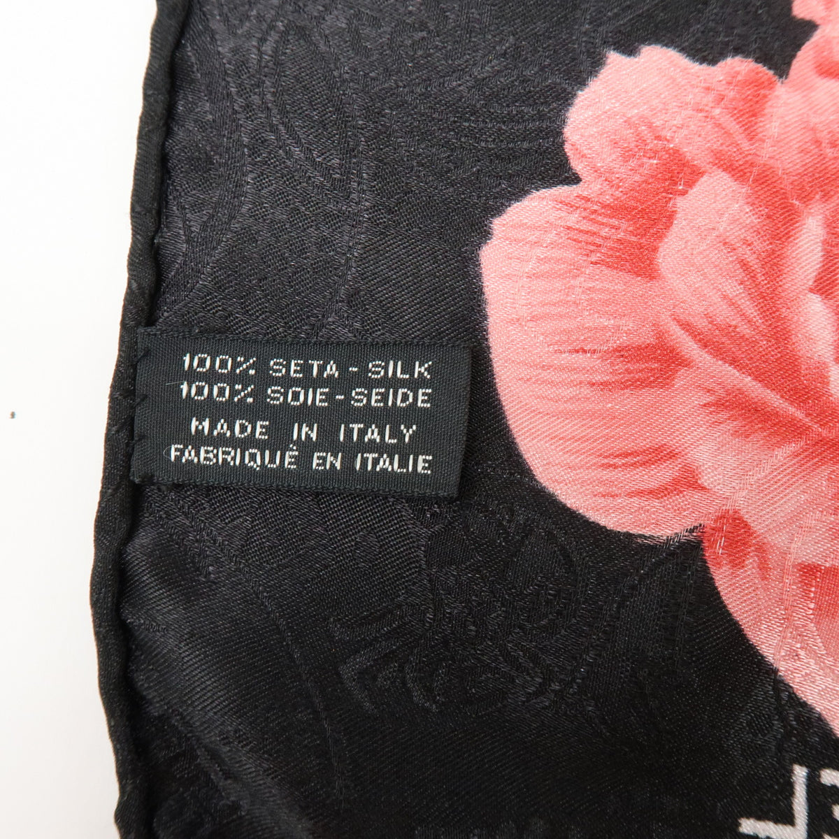 CHANEL Lot of 2 Silk 100% Scarf Flower Jewelry Motif Black Gold
