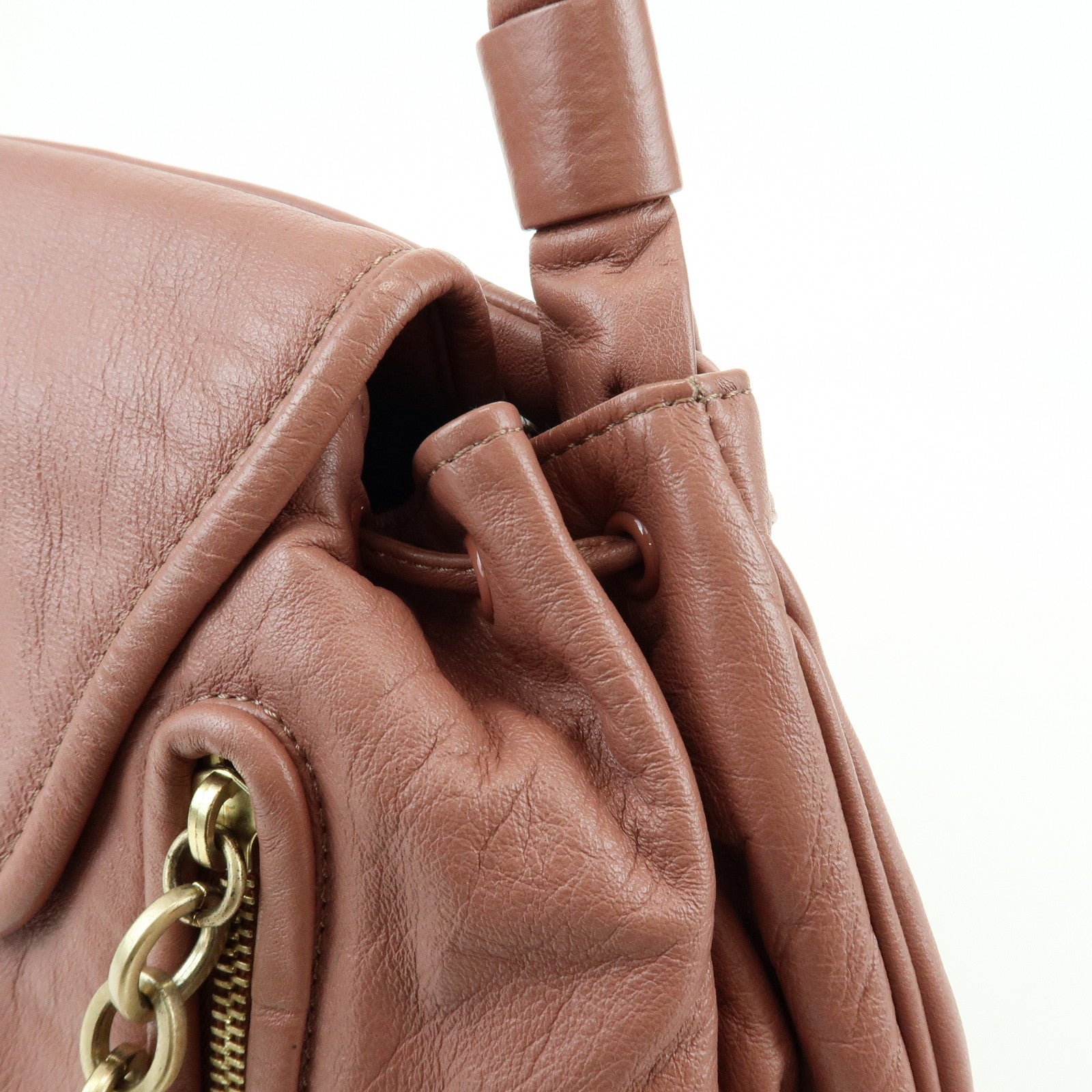 Chloe See by Chloe Leather Shoulder Bag Hand Bag Tassel Charm Pink