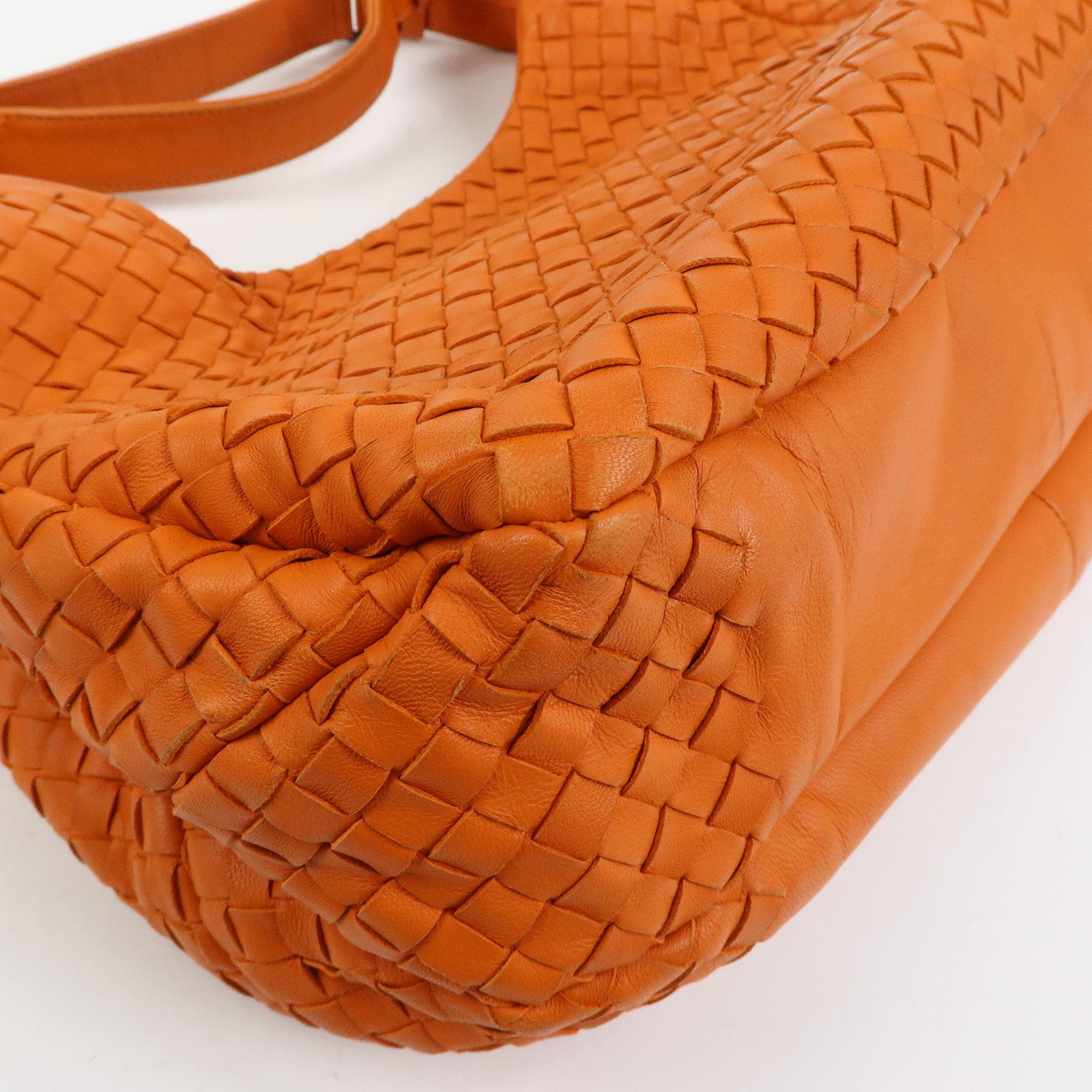 BOTTEGA VENETA Intrecciato Campana Leather Shoulder Bag Orange