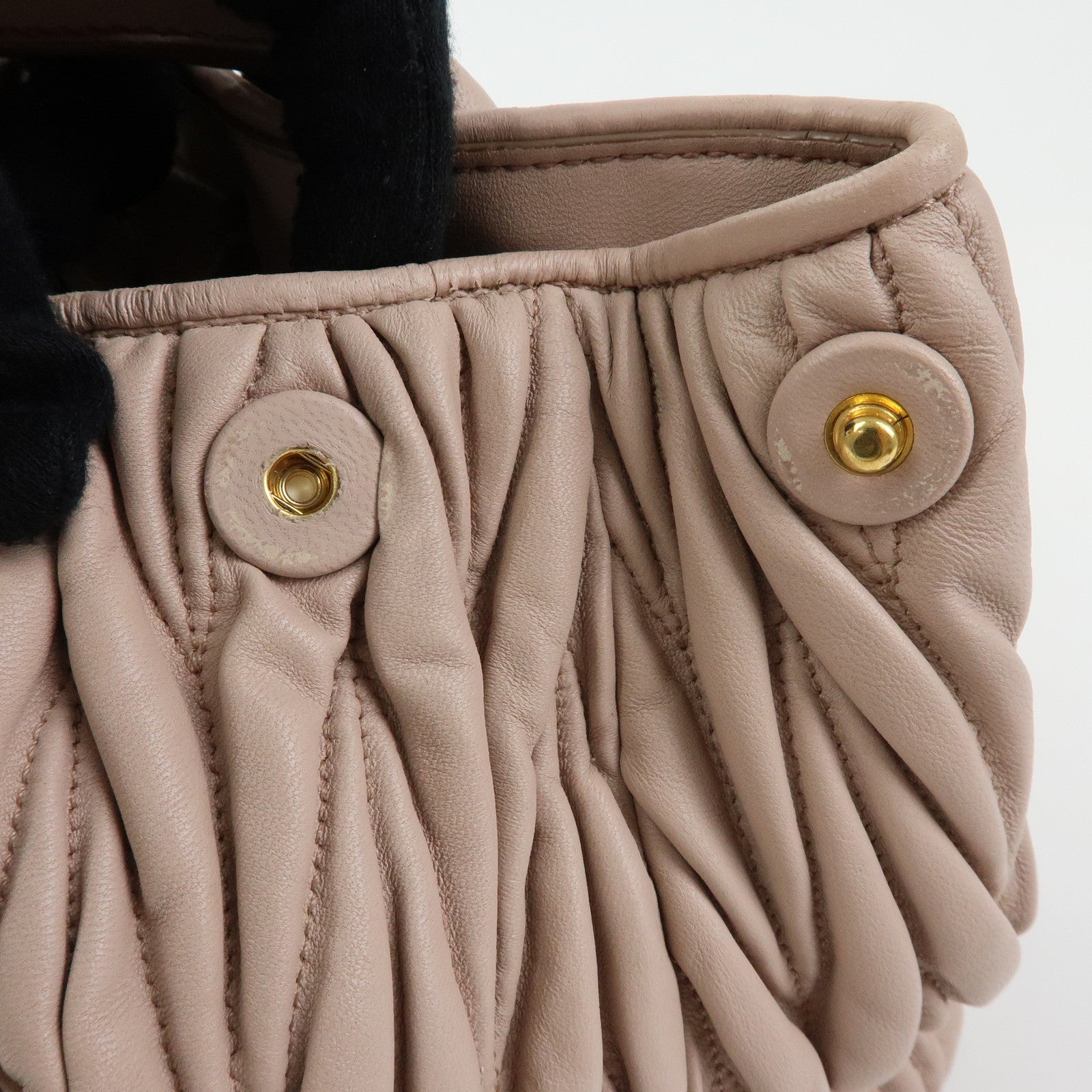 MIU MIU Matelasse Nappa Gaufre Leather 2Way Hand Bag Pink Beige RN1069