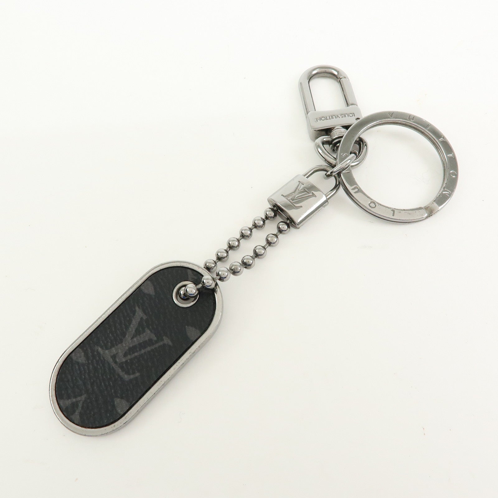 Louis Vuitton Monogram Eclips Porte Cles Tab ID Metal Key Chain M63618