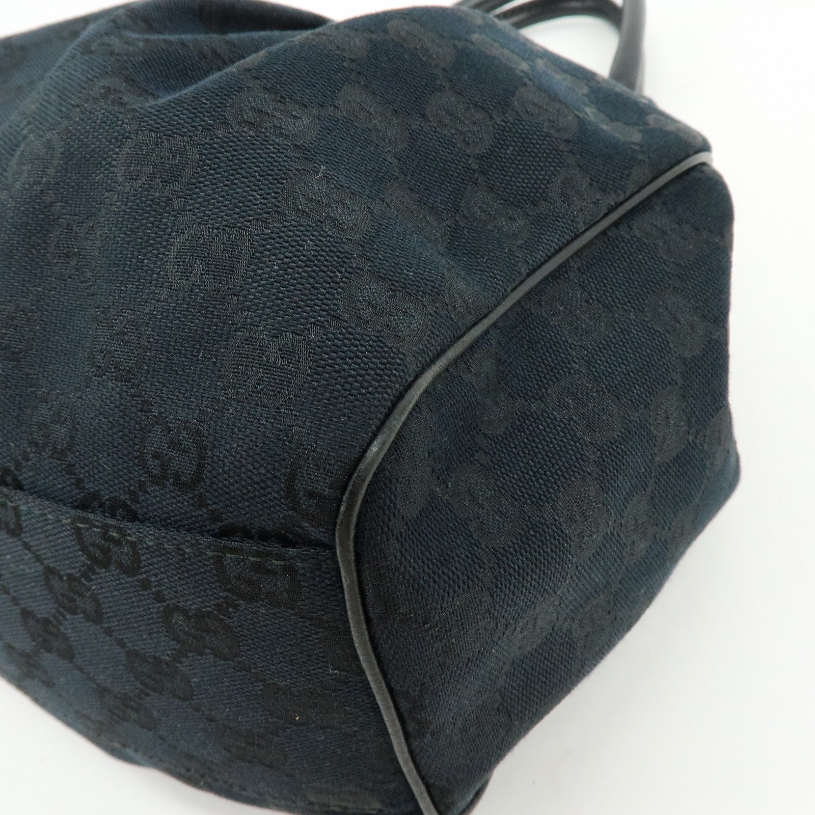 GUCCI Sukey GG Canvas Leather Tote Bag Hand Bag Black 211944