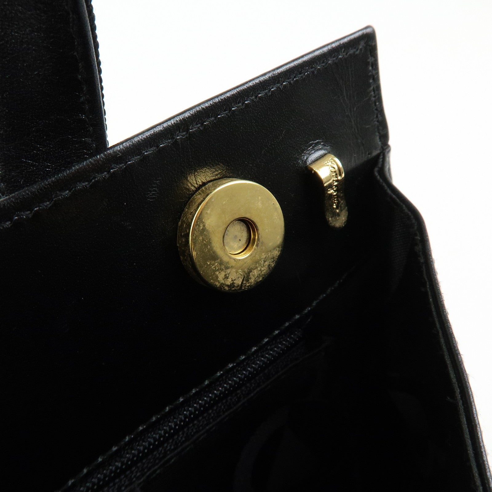 Ferragamo Vara Ribbon Leather 2Way Bag Hand Bag Black